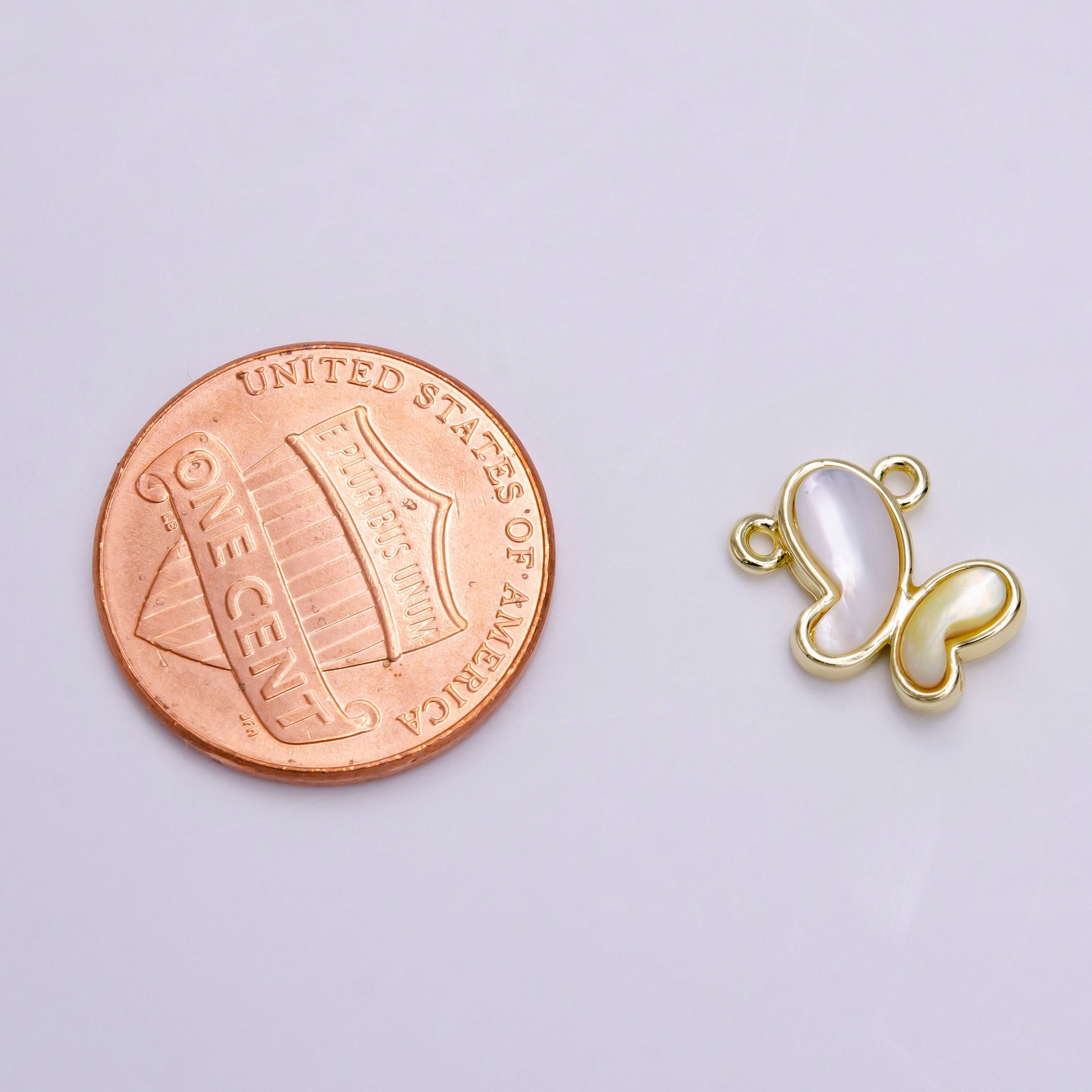 14K Gold Filled Dainty Butterfly Mariposa Shell Pearl Top Charm Connector for Necklace Bracelet component | Y-904