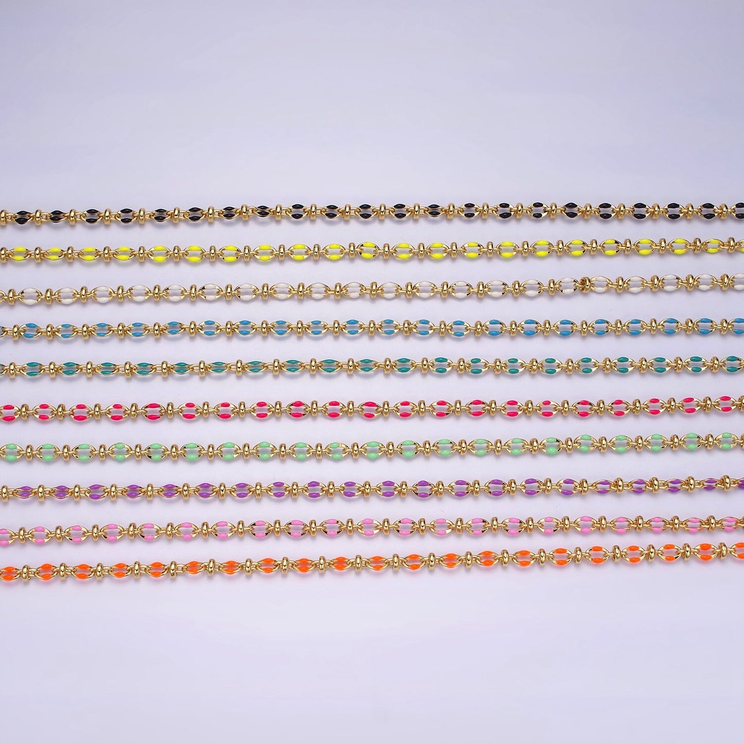 Dainty Multicolor Enamel Satellite Cable Chain by Yard, Colorful Enamel Chain Wholesale Bulk Roll Chain Jewelry | ROLL-1394