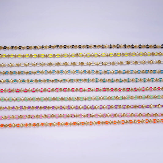 Dainty Multicolor Enamel Satellite Cable Chain by Yard, Colorful Enamel Chain Wholesale Bulk Roll Chain Jewelry | ROLL-1394