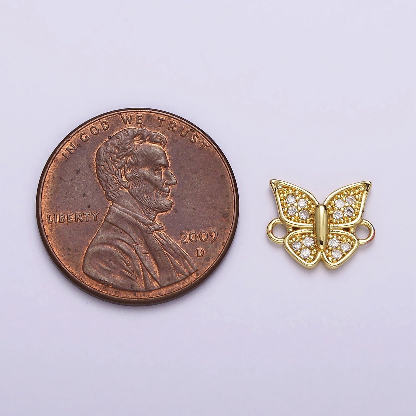 Teeny Tiny Butterfly Charm Connector CZ Gold Filled Charm for bracelet necklace Anklet component G-668