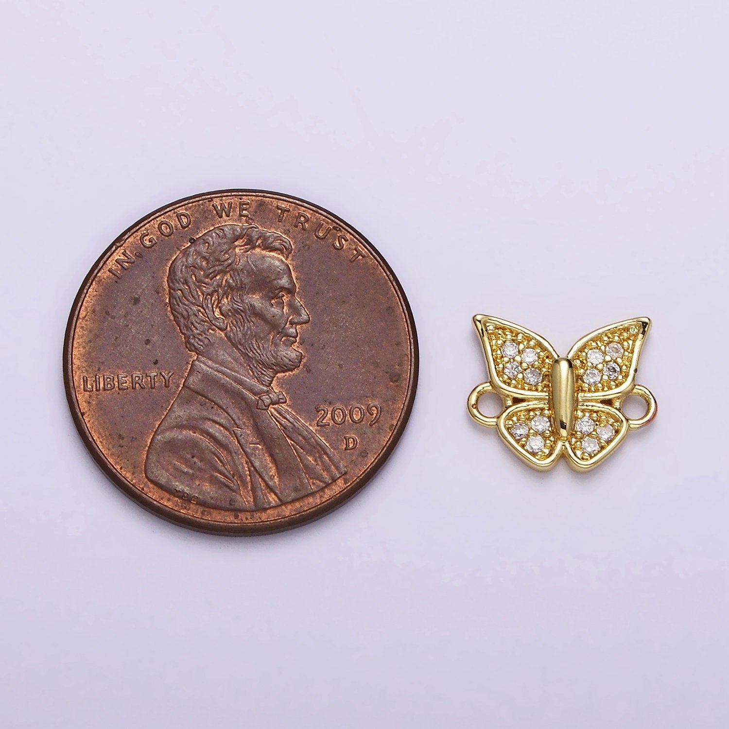 Teeny Tiny Butterfly Charm Connector CZ Gold Filled Charm for bracelet necklace Anklet component G-668