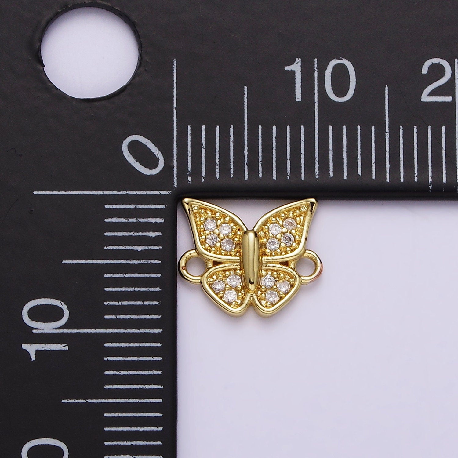 Teeny Tiny Butterfly Charm Connector CZ Gold Filled Charm for bracelet necklace Anklet component G-668