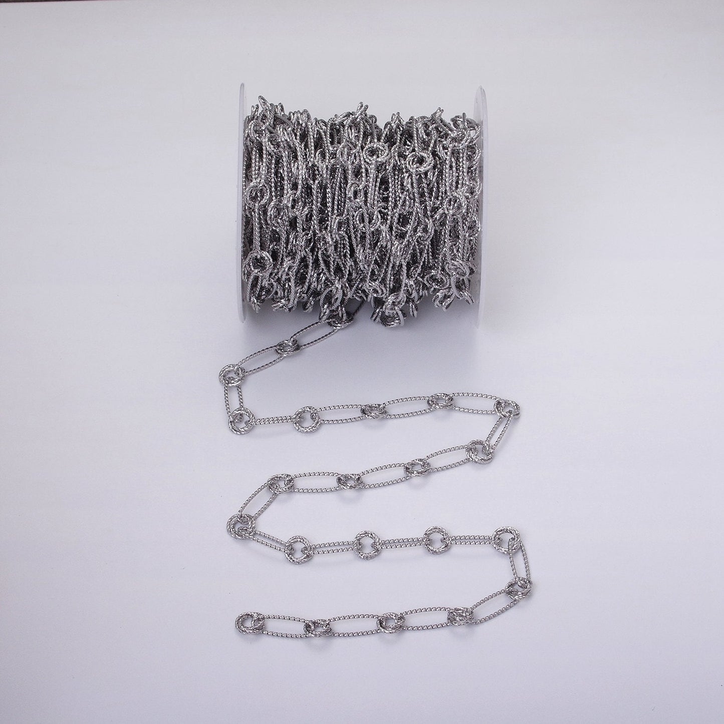 16K Gold Filled Stadium Paperclip Double Rolo Link Unique Unfinished Chain by Yard in Gold & Silver | ROLL-1219 ROLL-1220