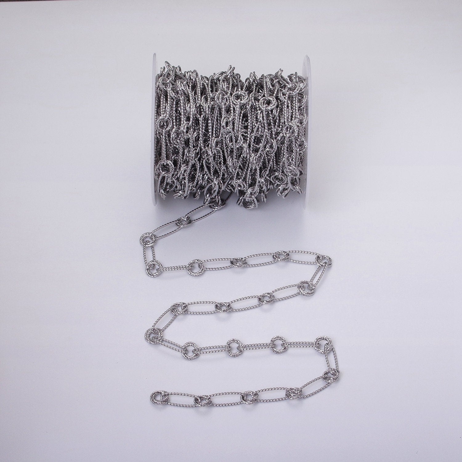16K Gold Filled Stadium Paperclip Double Rolo Link Unique Unfinished Chain by Yard in Gold & Silver | ROLL-1219 ROLL-1220