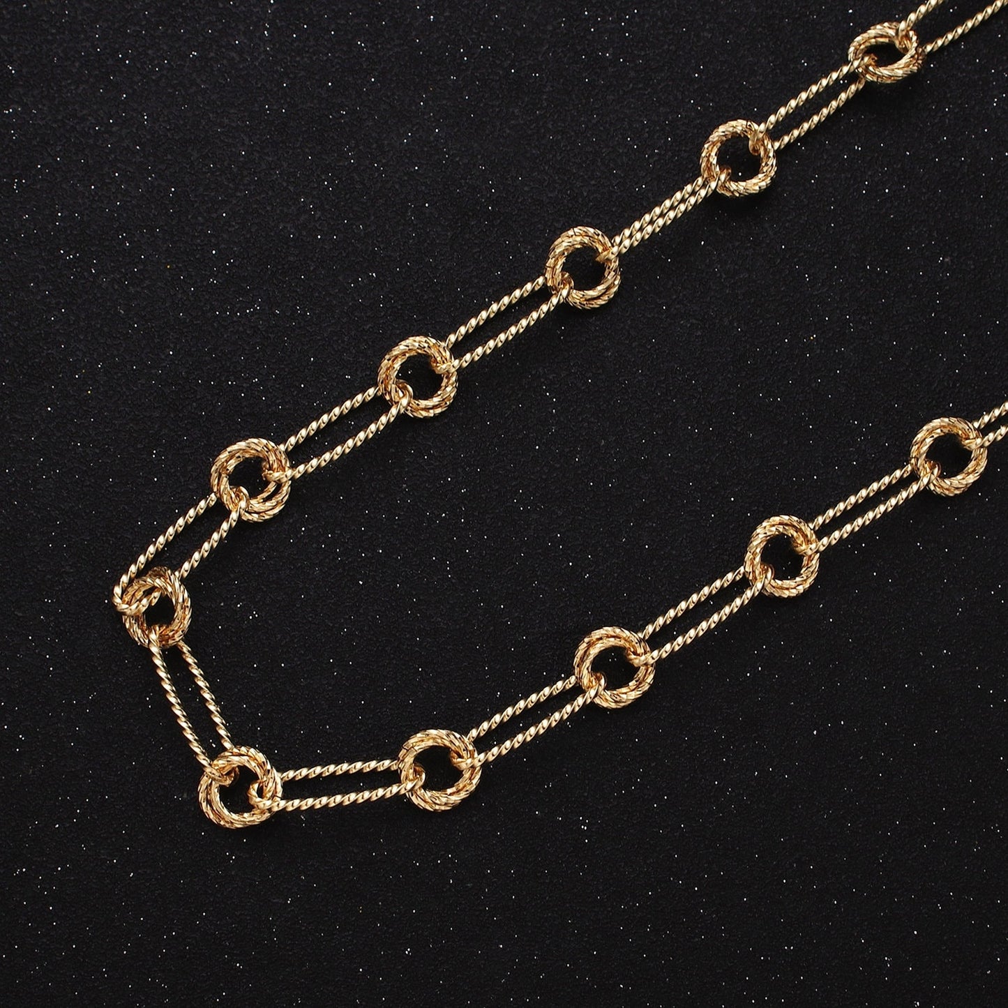 16K Gold Filled Stadium Paperclip Double Rolo Link Unique Unfinished Chain by Yard in Gold & Silver | ROLL-1219 ROLL-1220