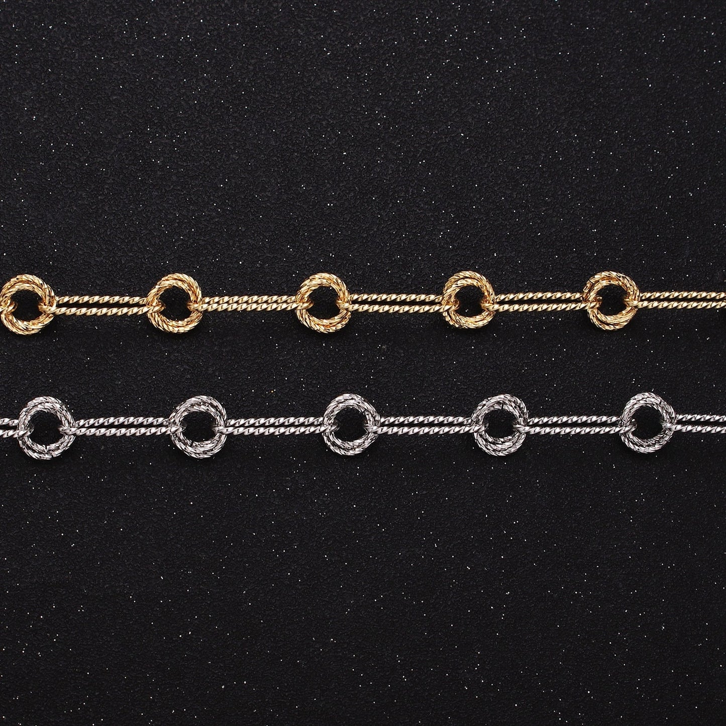 16K Gold Filled Stadium Paperclip Double Rolo Link Unique Unfinished Chain by Yard in Gold & Silver | ROLL-1219 ROLL-1220