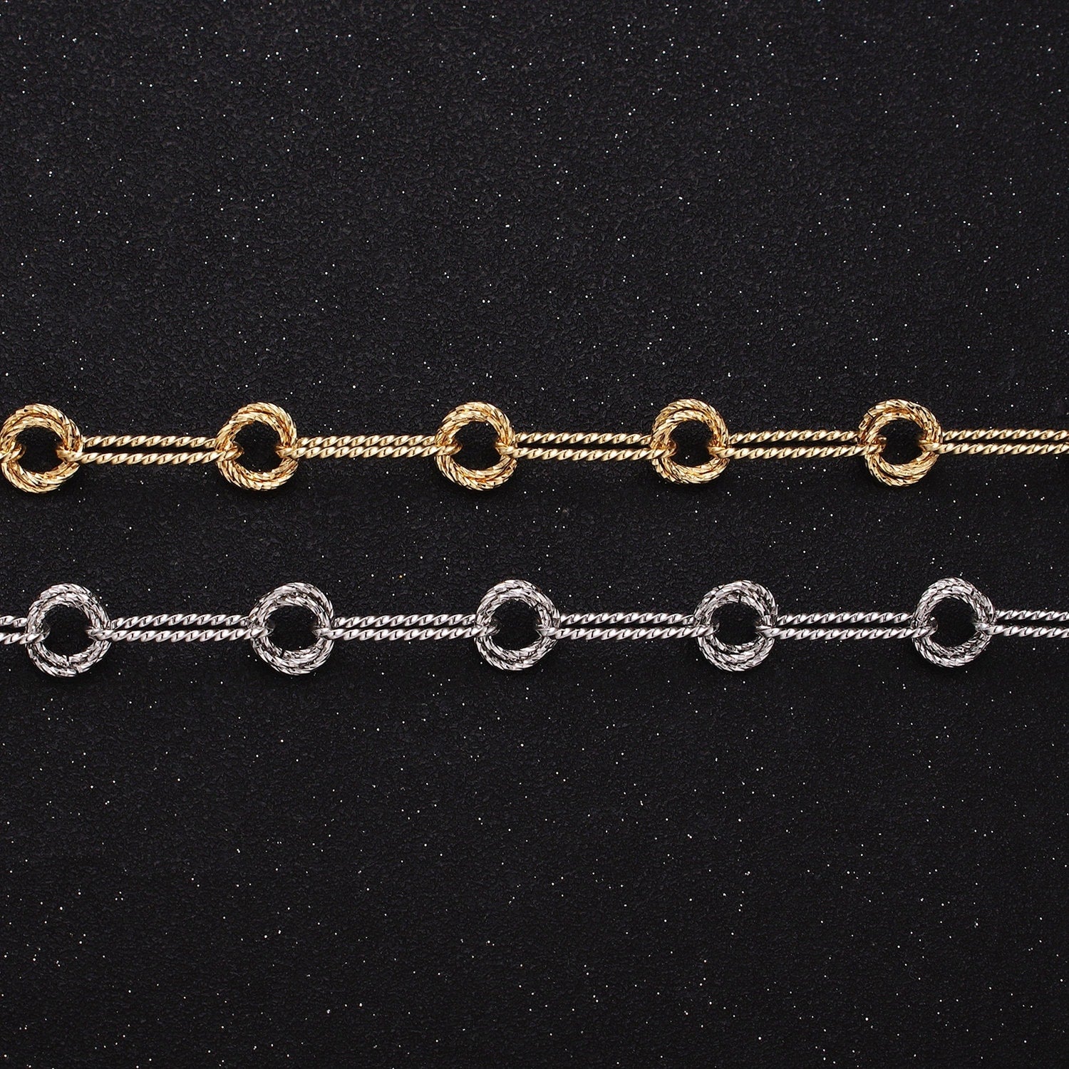 16K Gold Filled Stadium Paperclip Double Rolo Link Unique Unfinished Chain by Yard in Gold & Silver | ROLL-1219 ROLL-1220