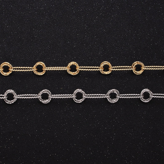 16K Gold Filled Stadium Paperclip Double Rolo Link Unique Unfinished Chain by Yard in Gold & Silver | ROLL-1219 ROLL-1220