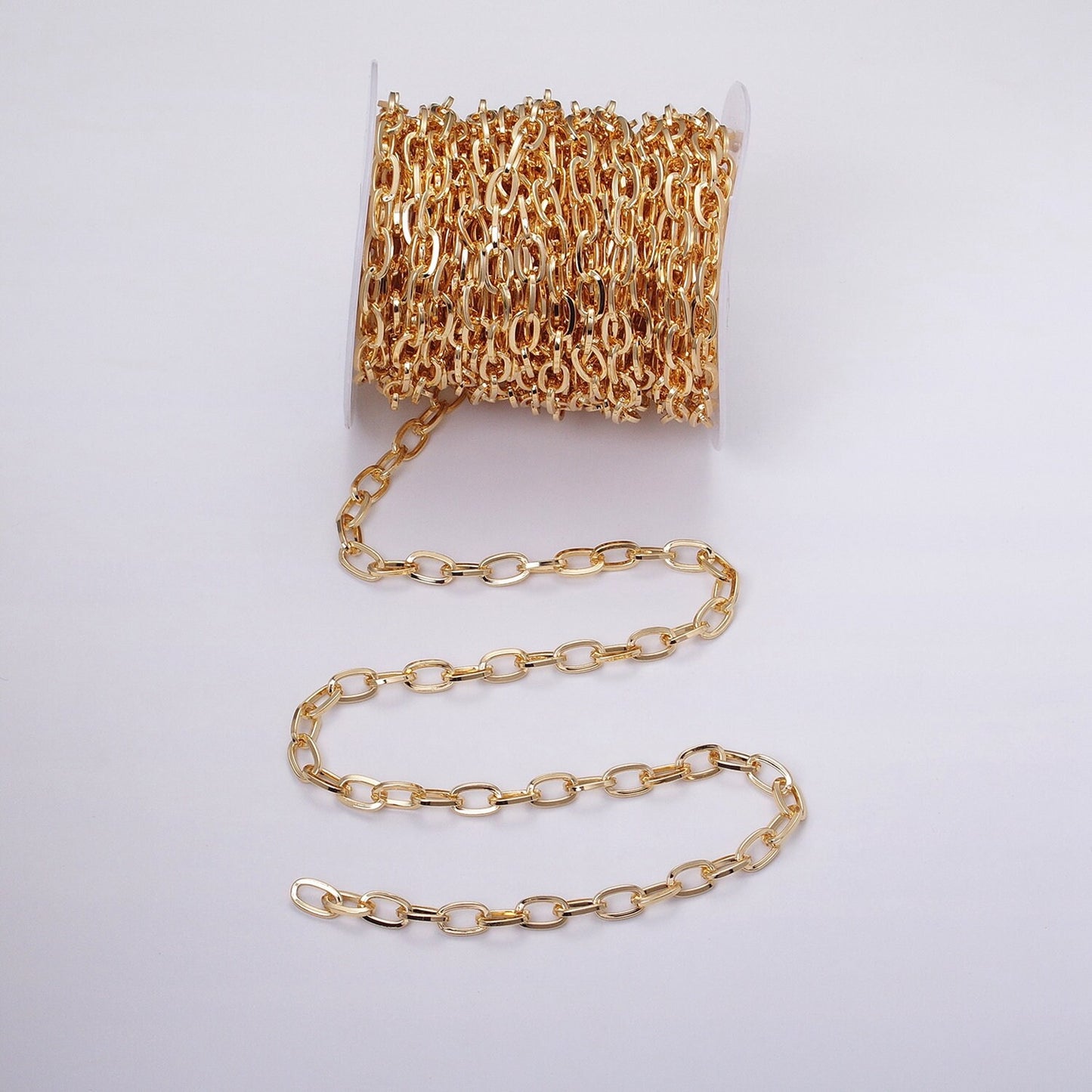 Chunky 16k Gold Filled Elongated Thick Cable Chain 6.1mm Oval Chain For Jewelry Making | ROLL-1227