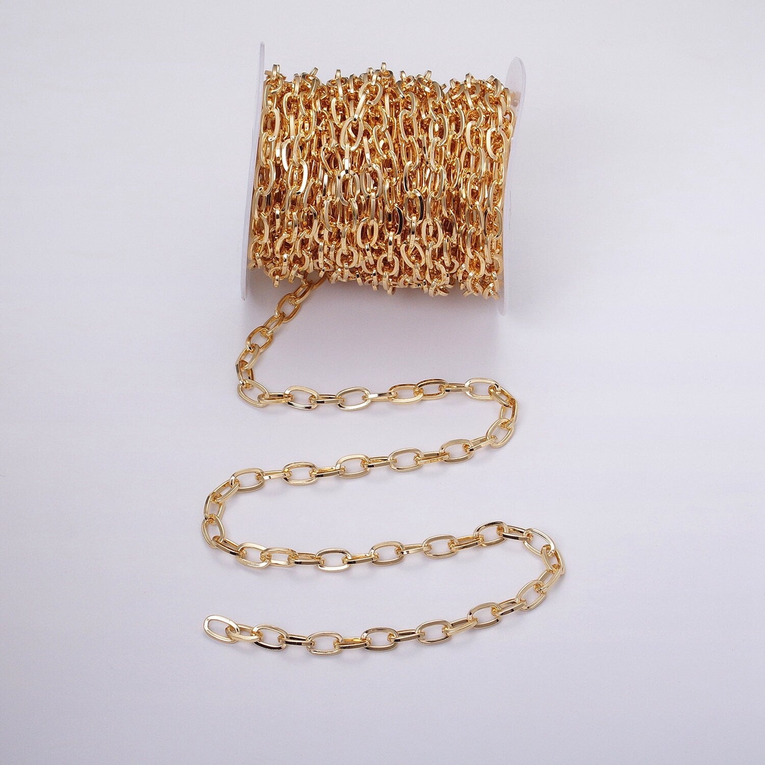 Chunky 16k Gold Filled Elongated Thick Cable Chain 6.1mm Oval Chain For Jewelry Making | ROLL-1227