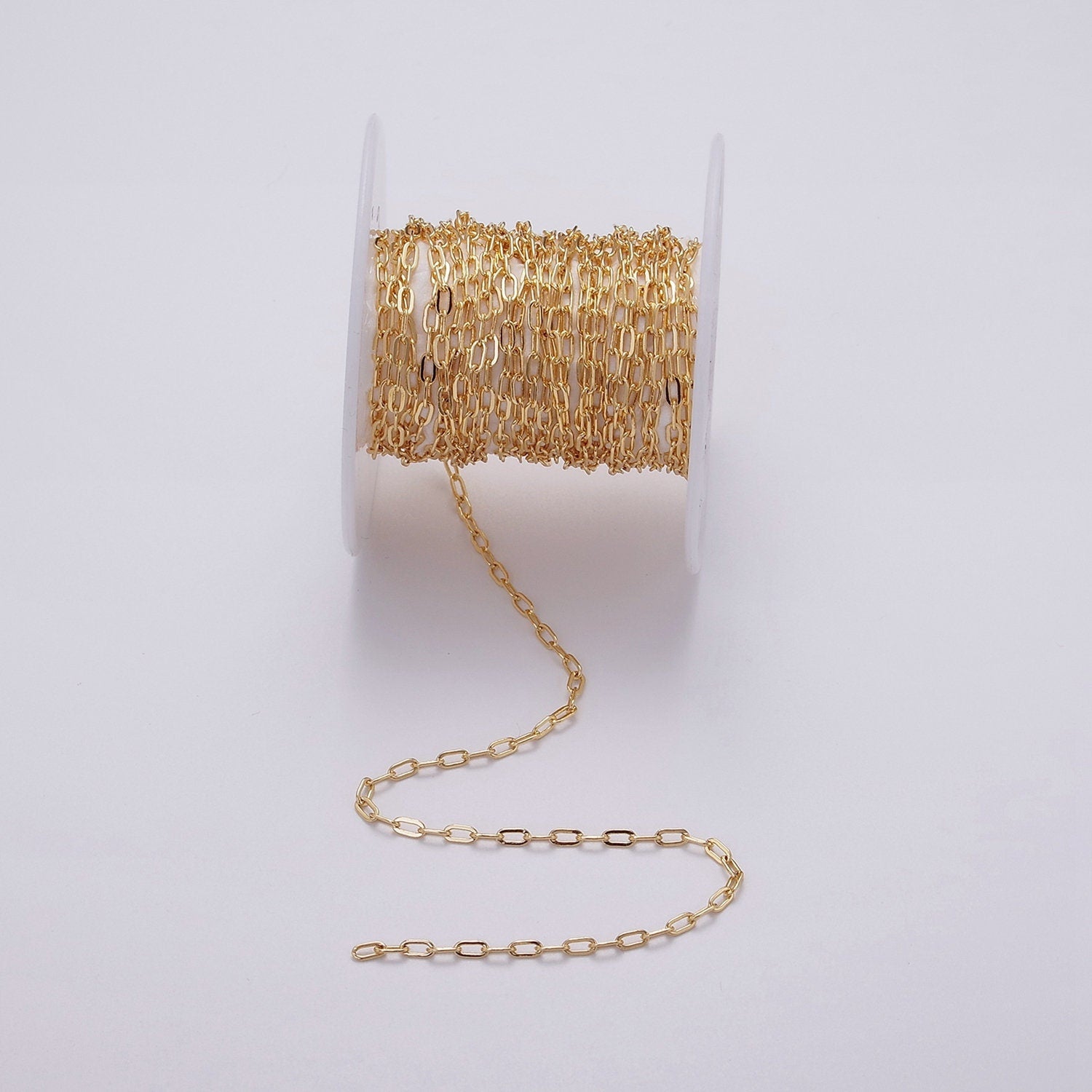 24K Gold Filled 2.1mm Oval Cable Link Chain Unfinished Chain by Yard For Jewelry Making | ROLL-1384