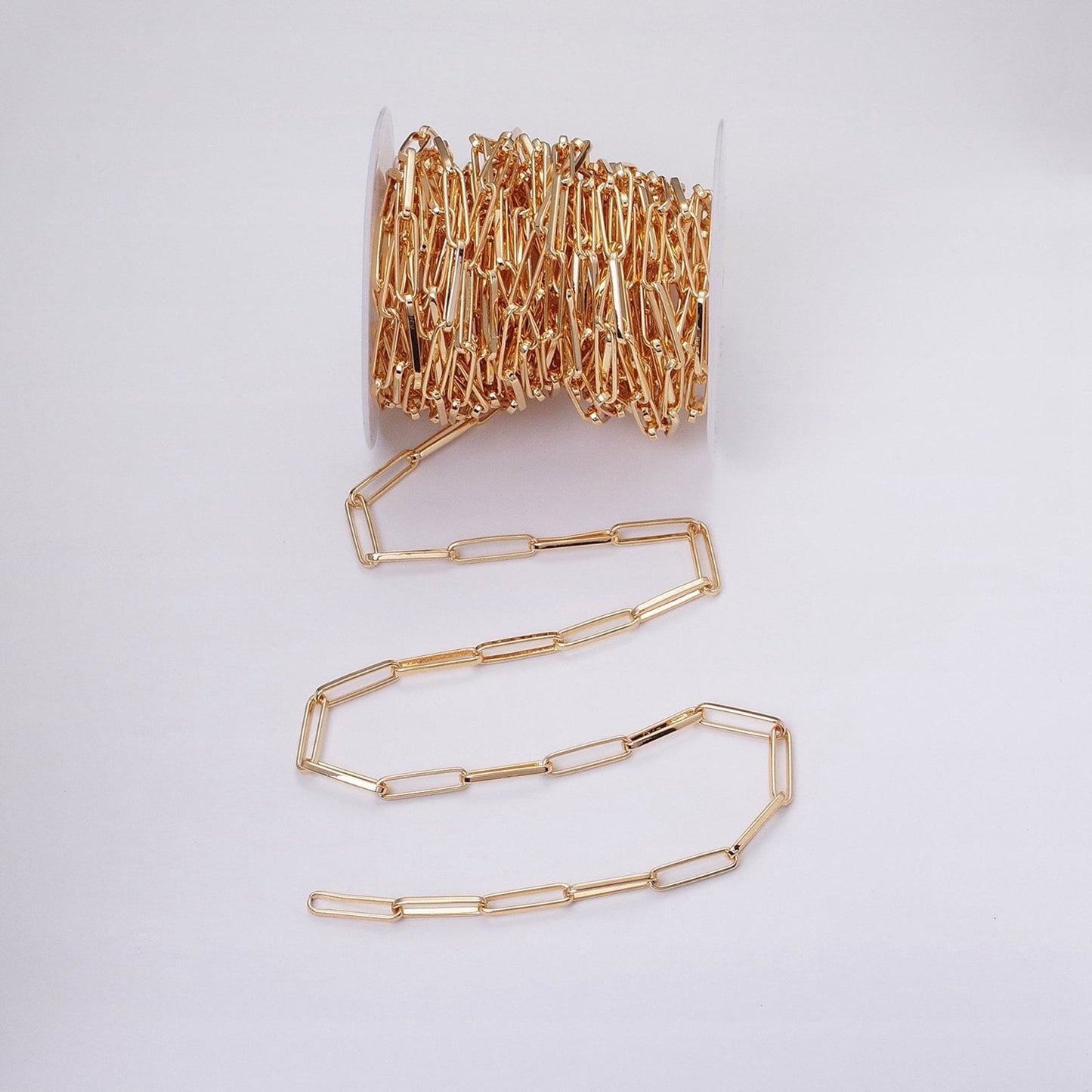 24k Gold Filled Chain by Yard Slim Paper Clip Chain Unfinished Chain Wholesale Elongated Oval Link Chain Roll-1285 1286