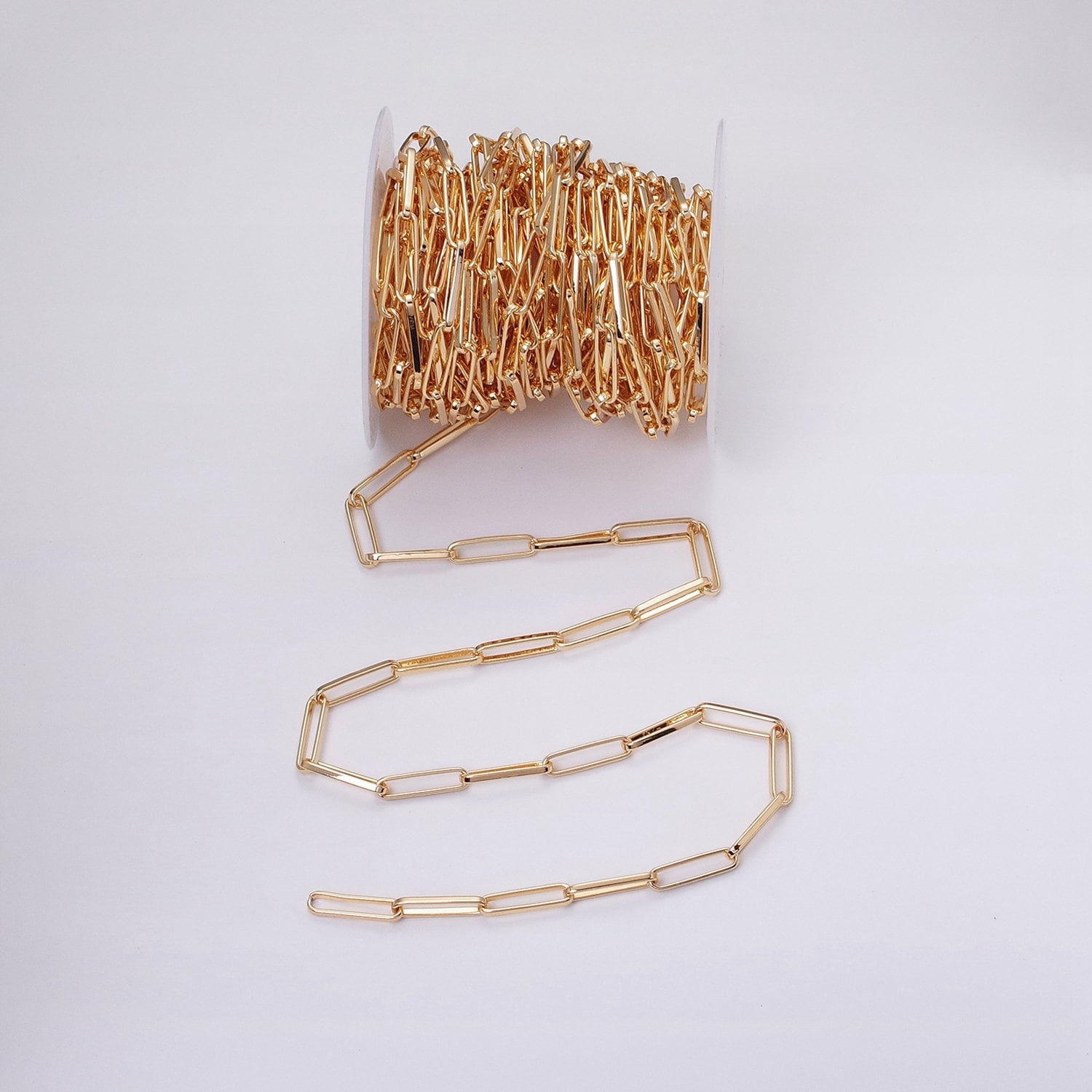 24k Gold Filled Chain by Yard Slim Paper Clip Chain Unfinished Chain Wholesale Elongated Oval Link Chain Roll-1285 1286