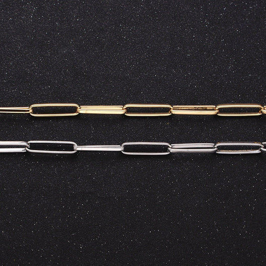 24k Gold Filled Chain by Yard Slim Paper Clip Chain Unfinished Chain Wholesale Elongated Oval Link Chain Roll-1285 1286