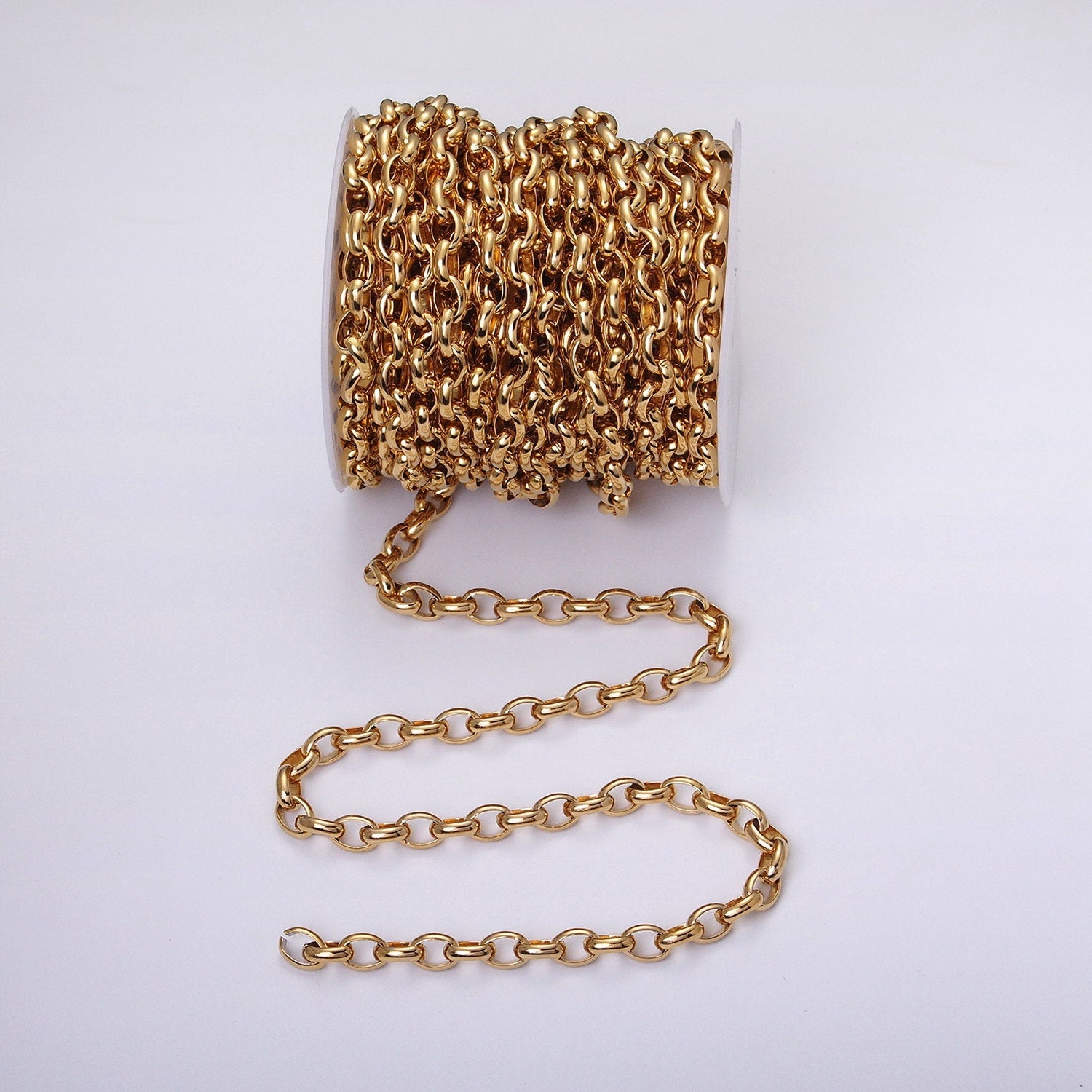 Large Chunky Gold, Silver Oval Chain, Thick Link Chain by the Yard Wholesale Chain Jewelry Supplies ROLL-1273 1274