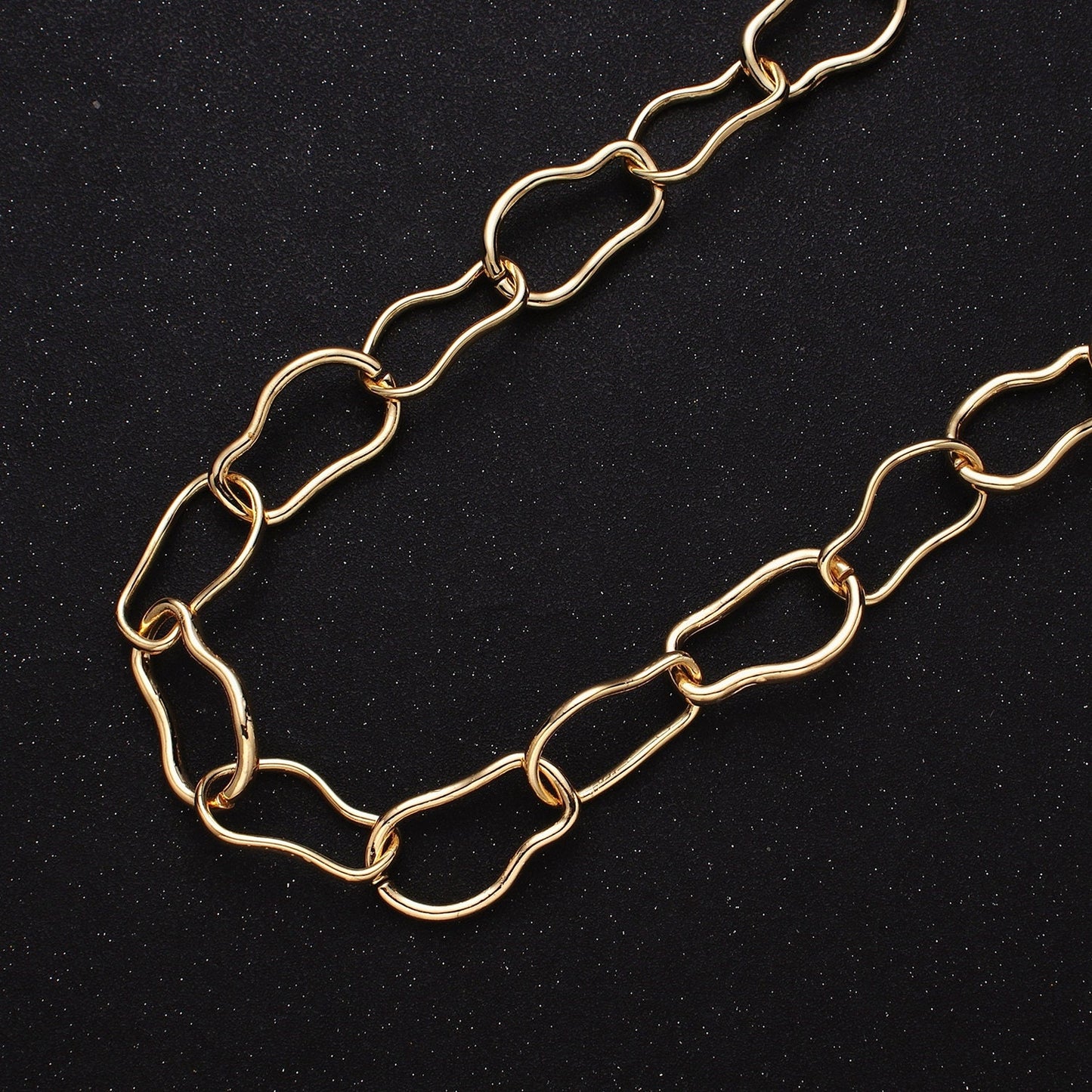 Abstract Chunky 24k Gold Filled 17.3mm Unique Cable Chain Link Unfinished Yard Chain in Gold & Silver | ROLL-1305 ROLL-1306