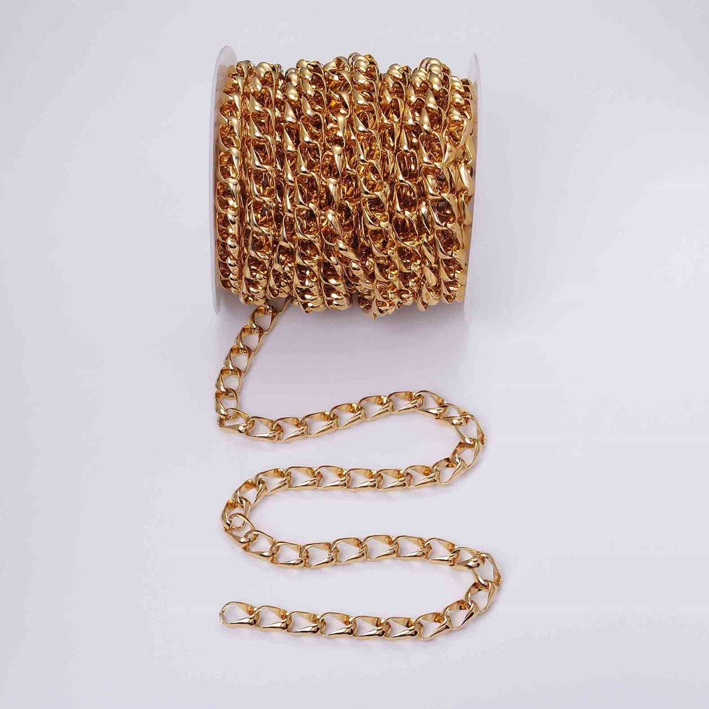 Chunky 24k Gold Filled 8.8mm Unique Cable Chain Link Unfinished Yard Chain in Gold & Silver | ROLL-1303 ROLL-1304