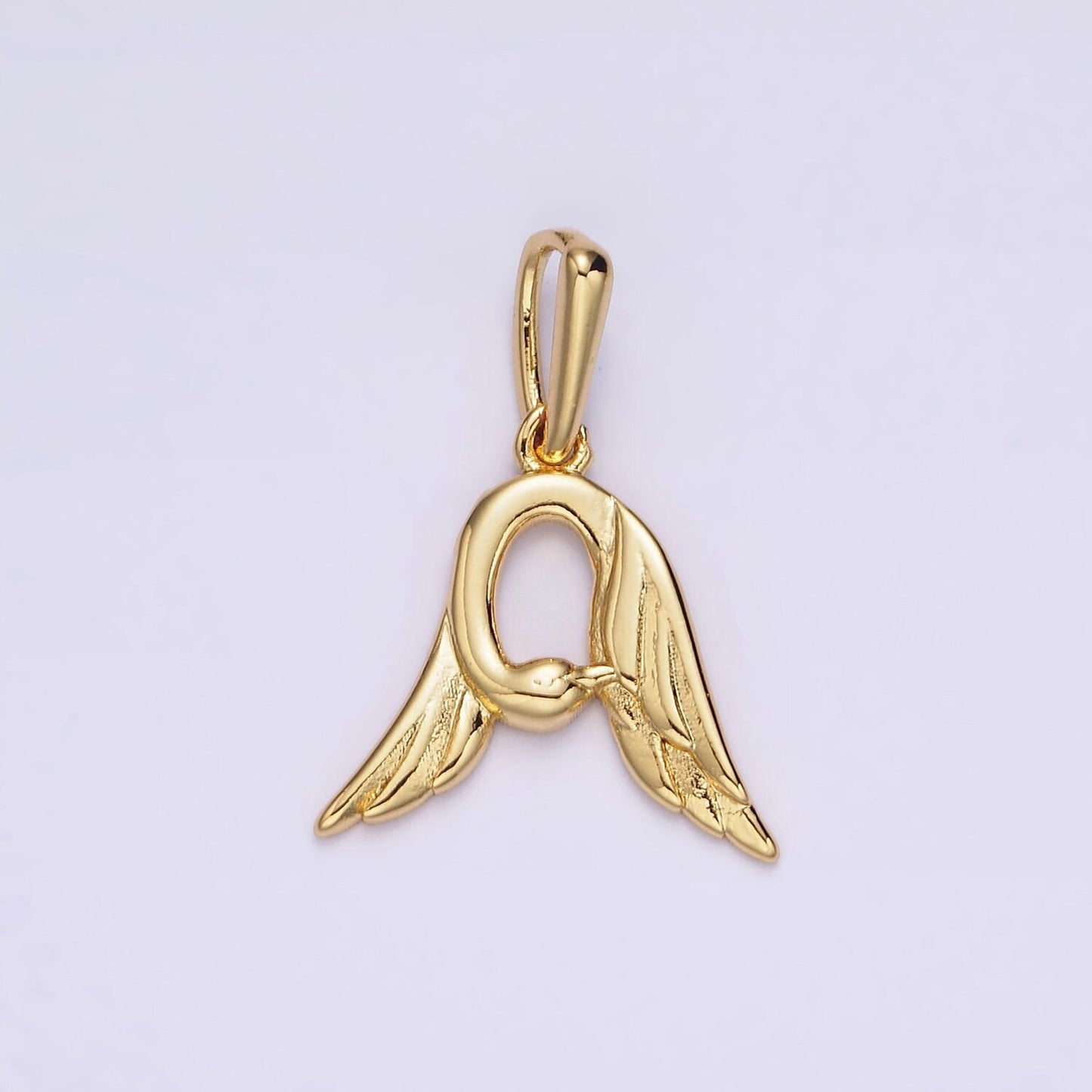 14K Gold Filled A-Z Initial Letter Angel Wings Inspired Charm Personalized Alphabet Pendant | A1054 - A1079