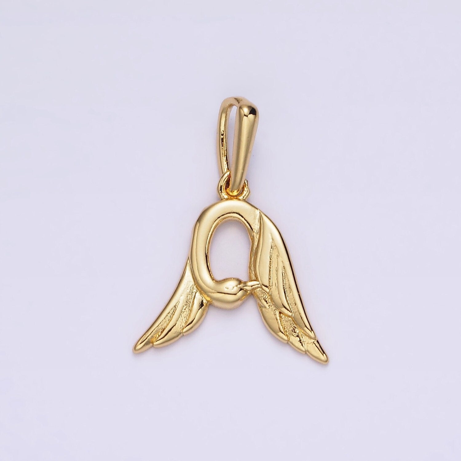 14K Gold Filled A-Z Initial Letter Angel Wings Inspired Charm Personalized Alphabet Pendant | A1054 - A1079