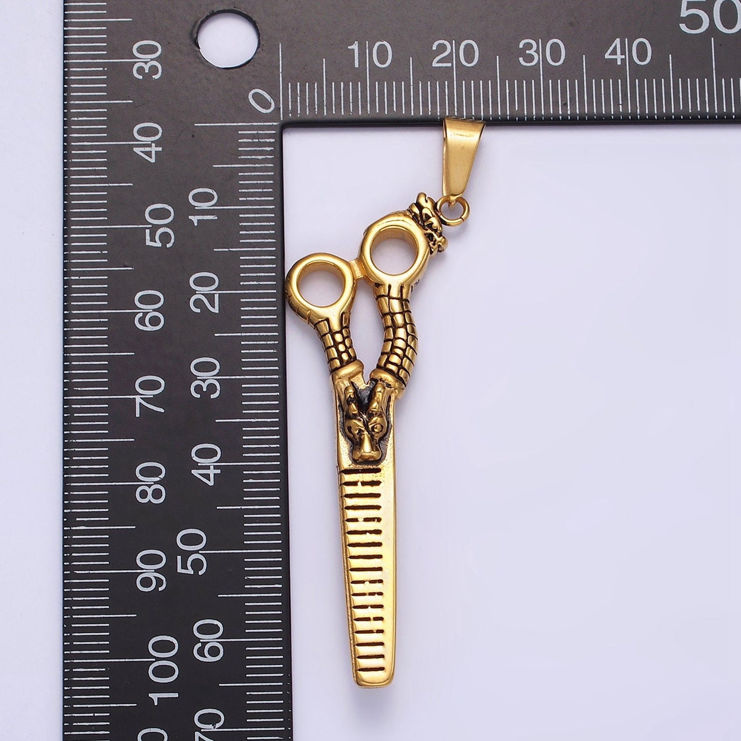 Stainless Steel Gold Black Silver Scissor Pendant Charm Big Scissor charm For Barber Men Jewelry Making Supply P-734