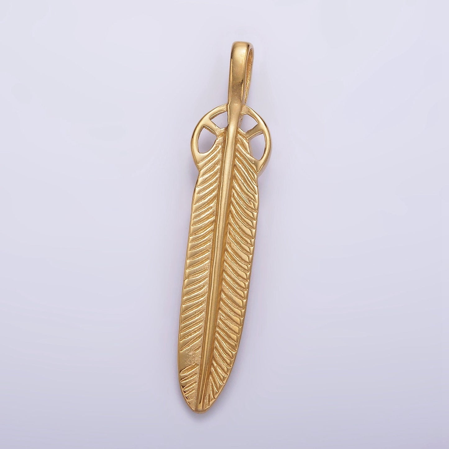 Silver Gold Stainless Steel Feather Pendant Indian Tribe Men Leaf Charms For Jewelry Making Lead Nickel Free Tarnish Free |  P-718