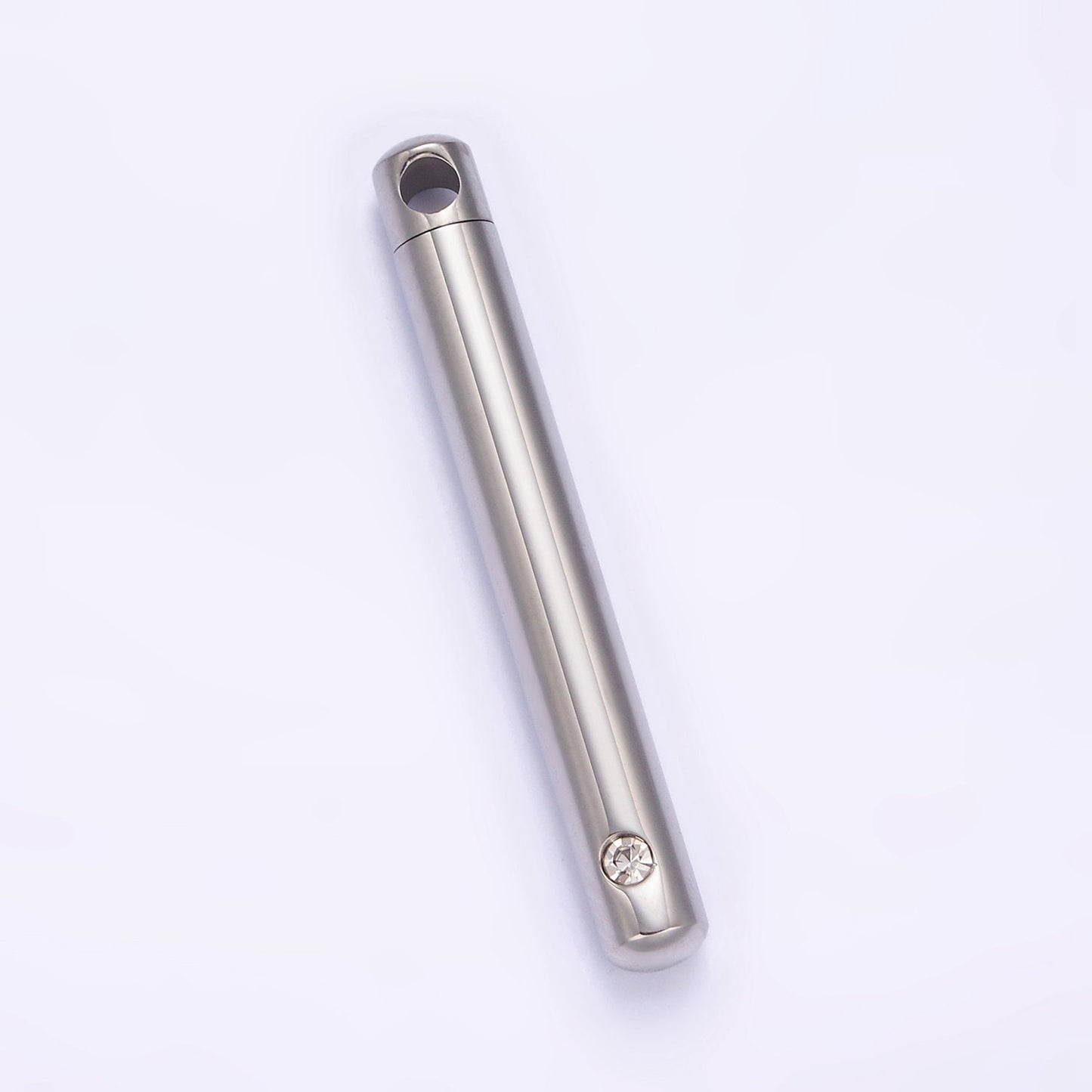 Stainless Steel Tube Cremation Urn Necklace Pendant CZ Tube Bar Ash Holder Pendant, Keepksake Memorial Jewelry, Ash Holder Necklace Charm