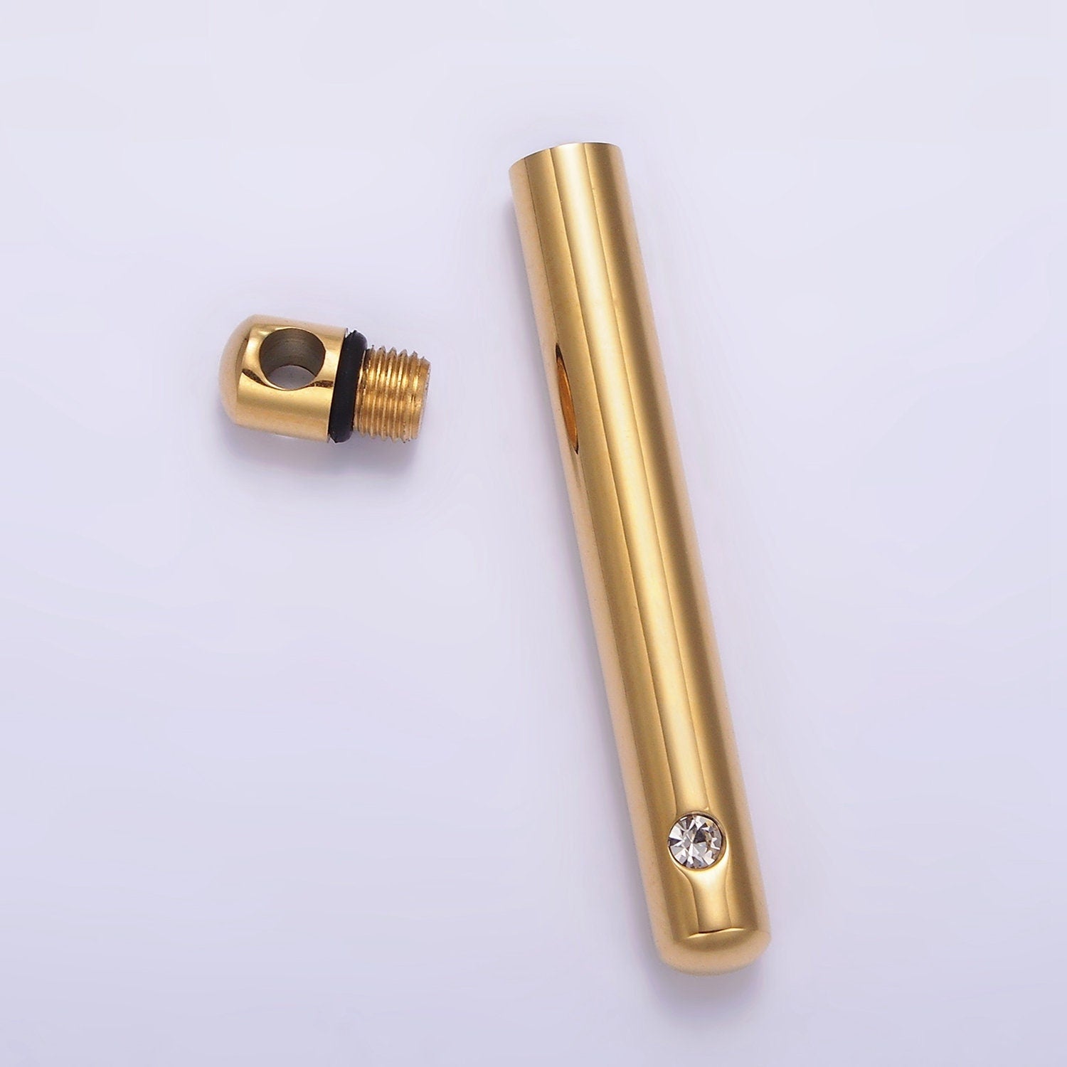 Stainless Steel Tube Cremation Urn Necklace Pendant CZ Tube Bar Ash Holder Pendant, Keepksake Memorial Jewelry, Ash Holder Necklace Charm