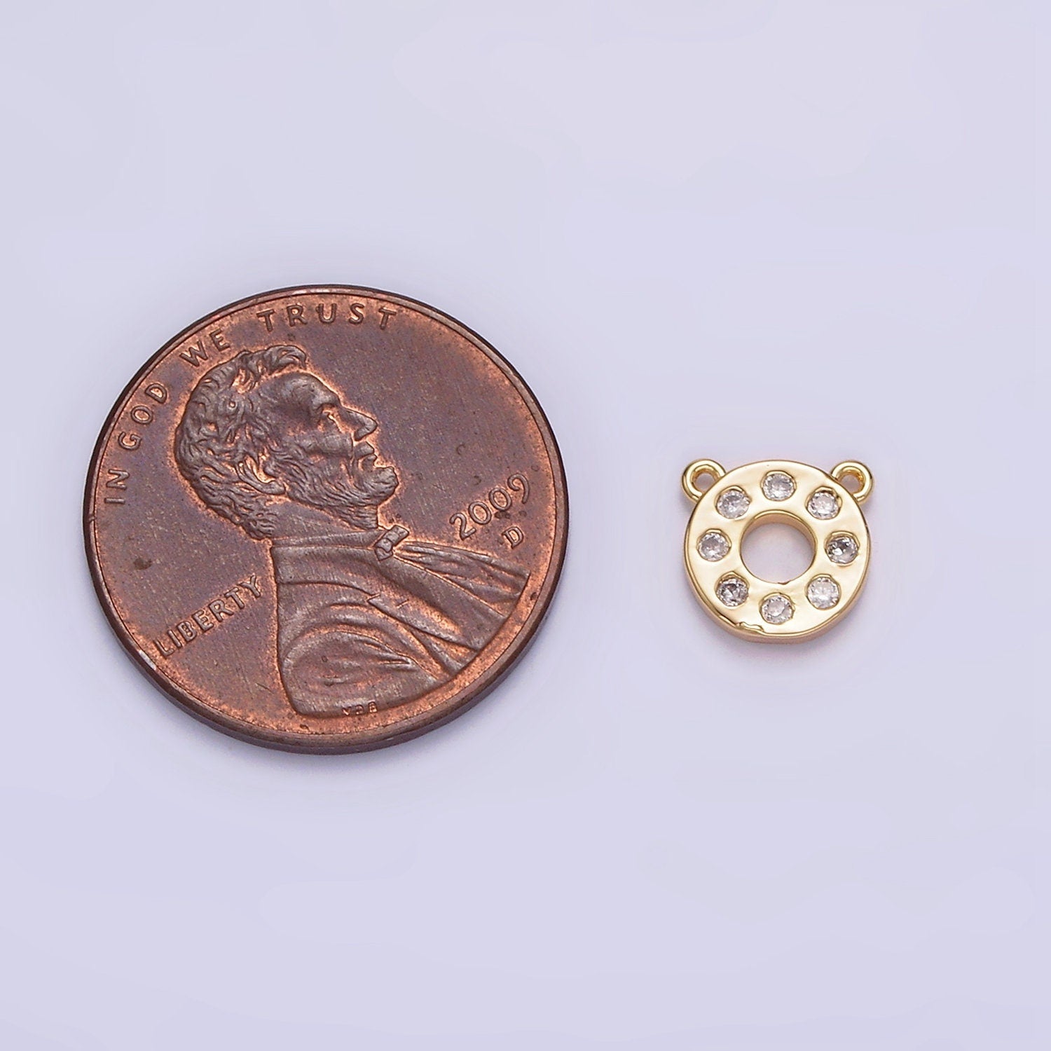 1pc 14k Gold Micro Pave CZ Round Charm Connector Micro Pave CZ Round Bracelet Connector For Bracelet Necklace Supply G667