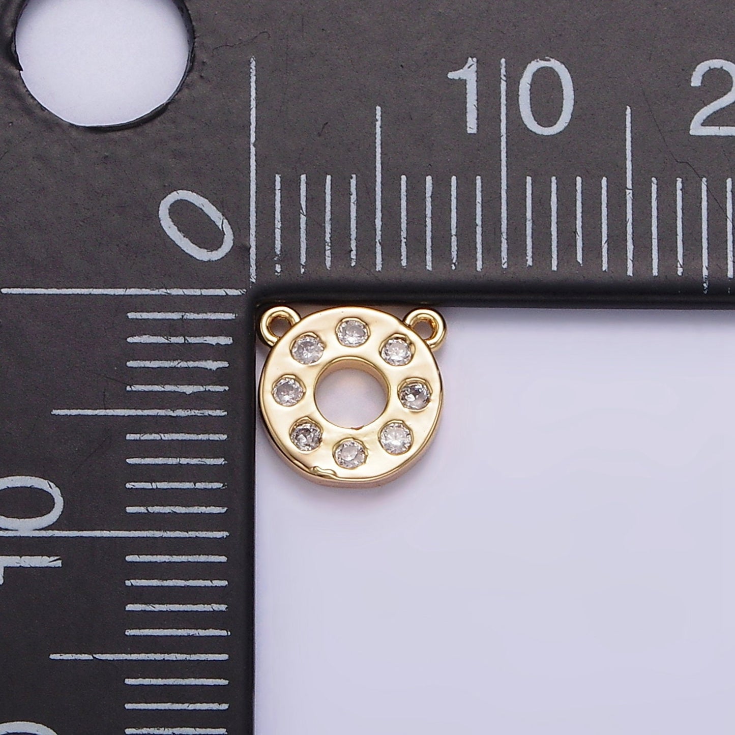 1pc 14k Gold Micro Pave CZ Round Charm Connector Micro Pave CZ Round Bracelet Connector For Bracelet Necklace Supply G667