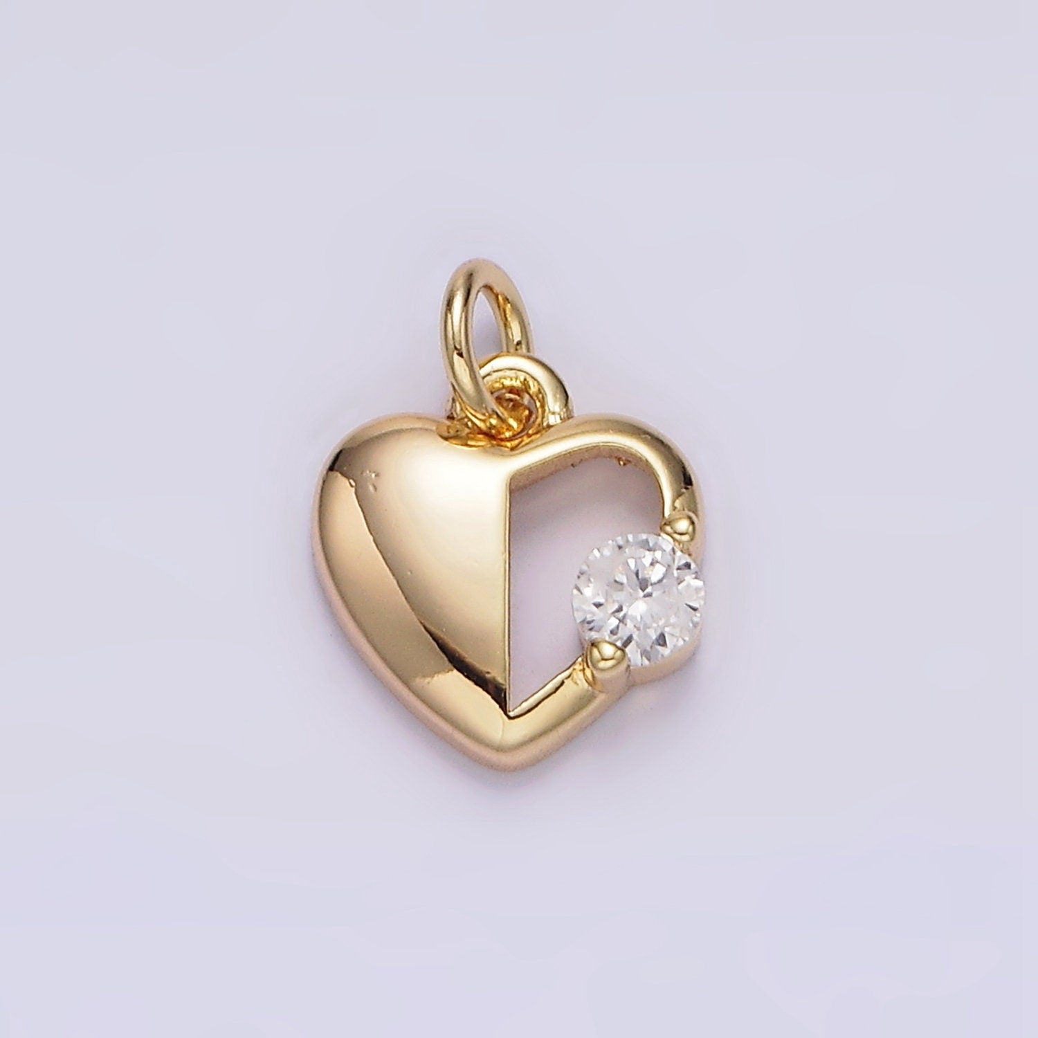 16K Gold Filled 11.5mm Clear CZ Open Heart Add-On Charm | N997