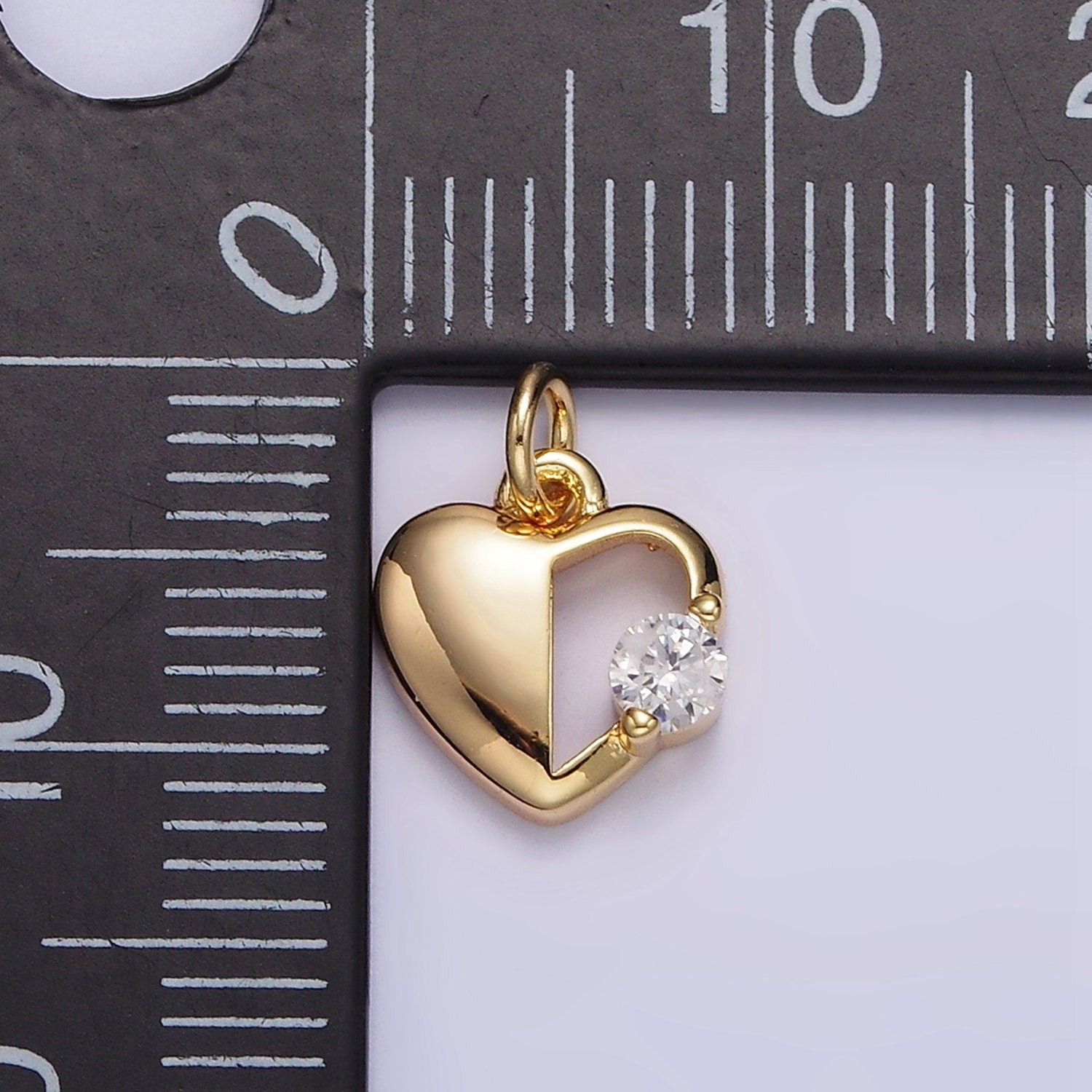 16K Gold Filled 11.5mm Clear CZ Open Heart Add-On Charm | N997