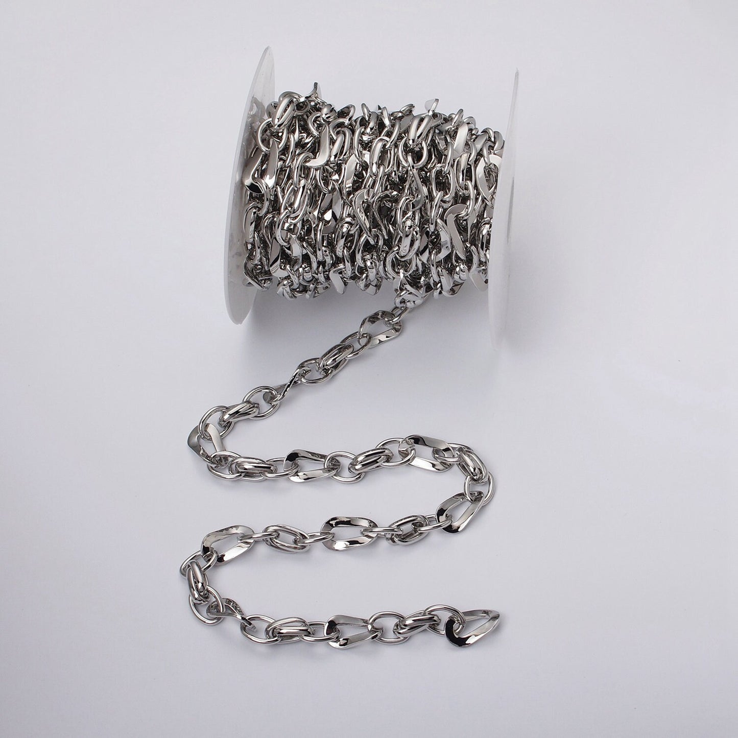 Big Bold Chunky Gold Filled Cable Geometric Twist Link Unfinished Chain in Gold & Silver 10.4mm Width Chain | ROLL-1157 ROLL-1158