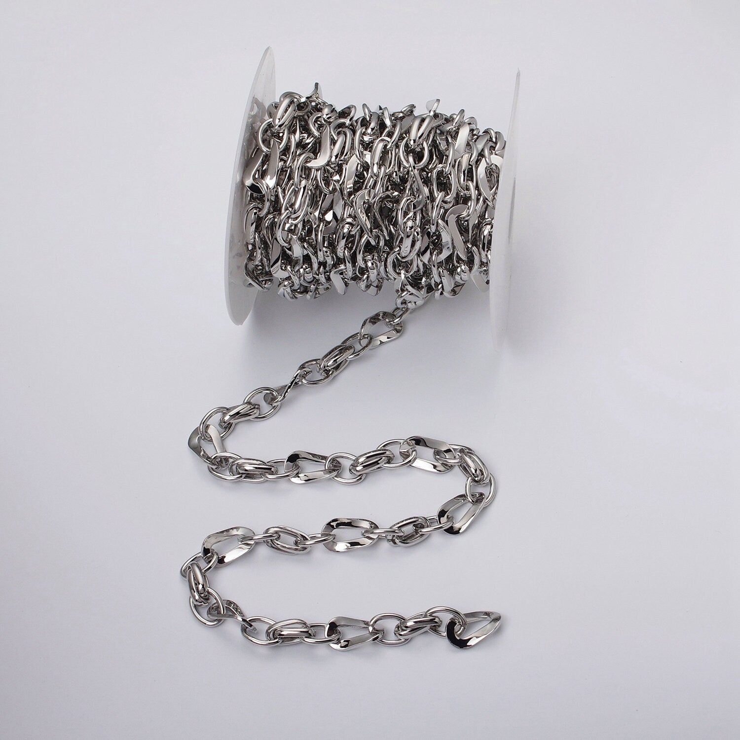Big Bold Chunky Gold Filled Cable Geometric Twist Link Unfinished Chain in Gold & Silver 10.4mm Width Chain | ROLL-1157 ROLL-1158