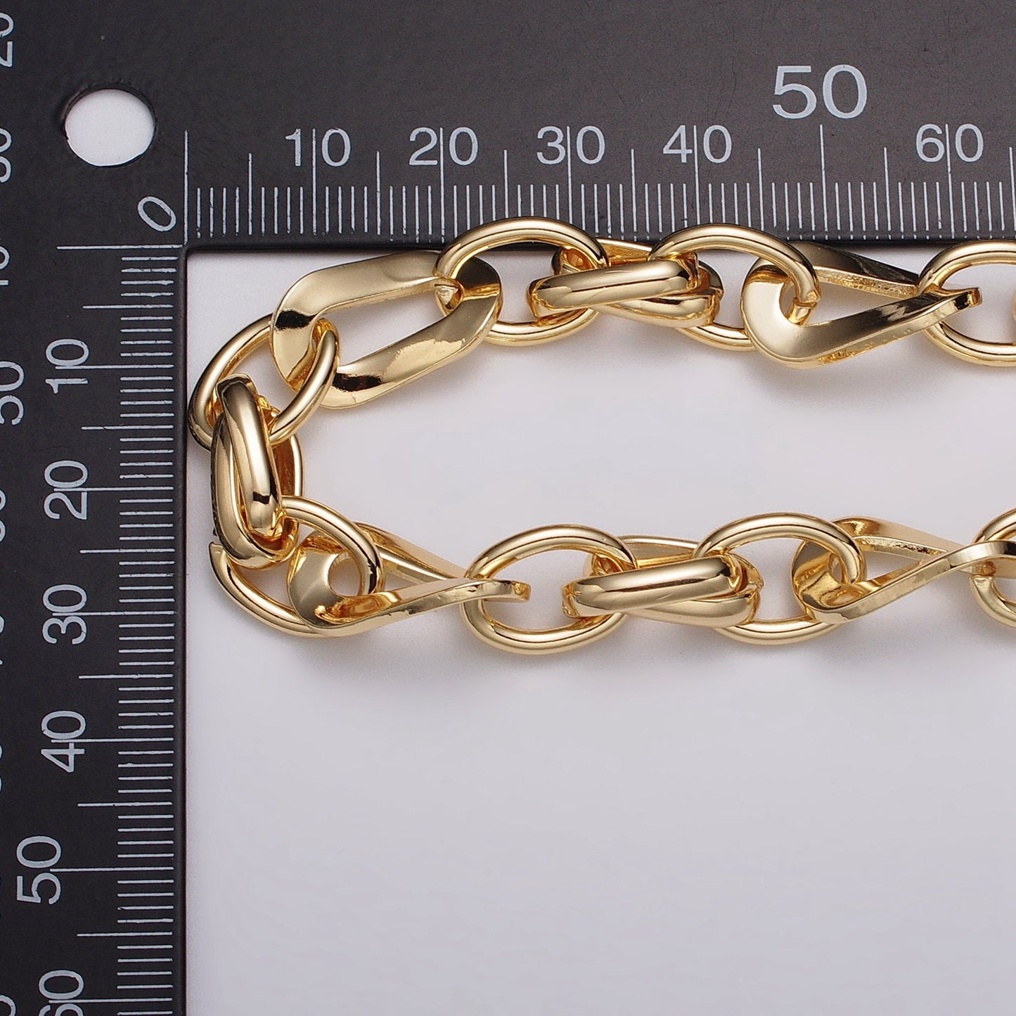 Big Bold Chunky Gold Filled Cable Geometric Twist Link Unfinished Chain in Gold & Silver 10.4mm Width Chain | ROLL-1157 ROLL-1158