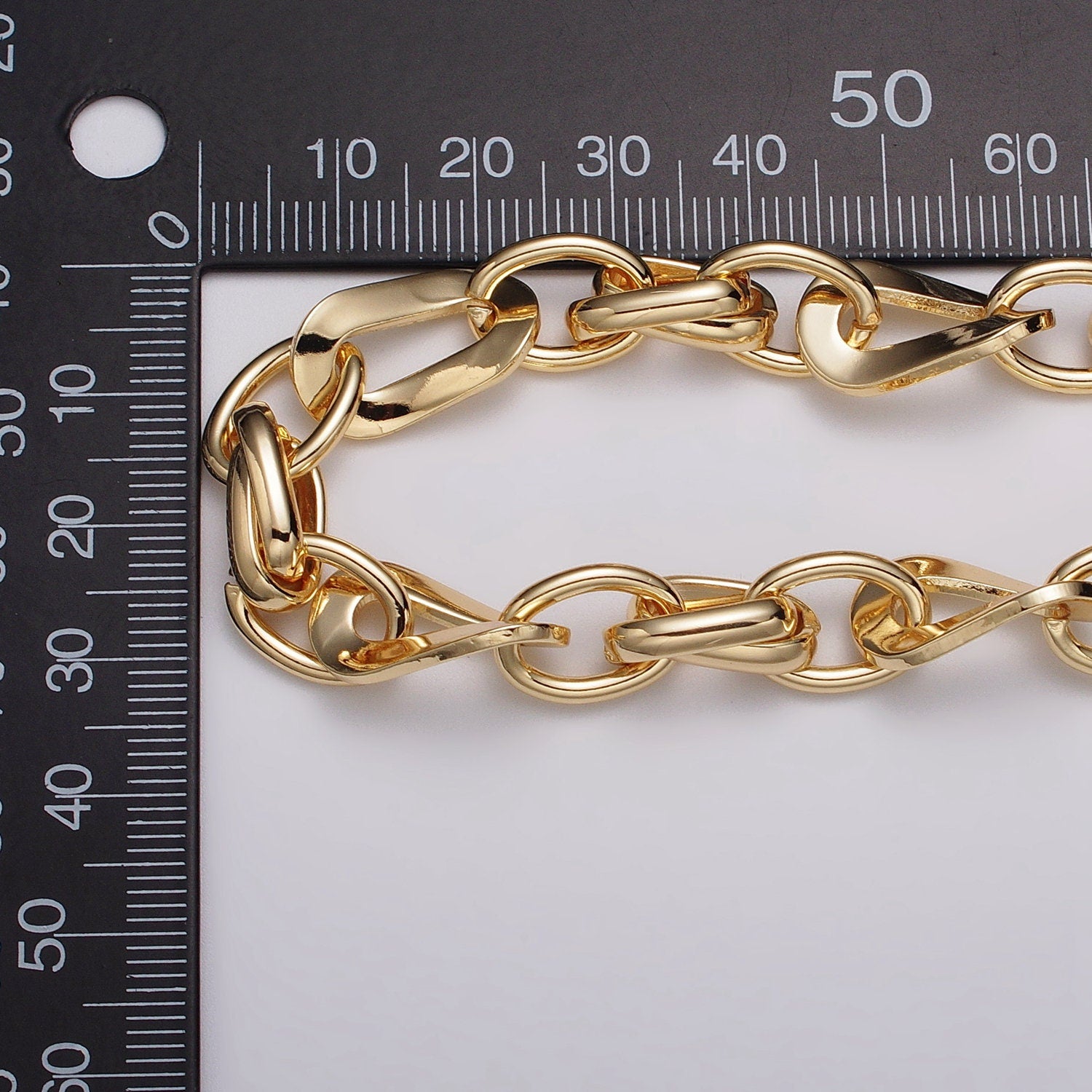Big Bold Chunky Gold Filled Cable Geometric Twist Link Unfinished Chain in Gold & Silver 10.4mm Width Chain | ROLL-1157 ROLL-1158