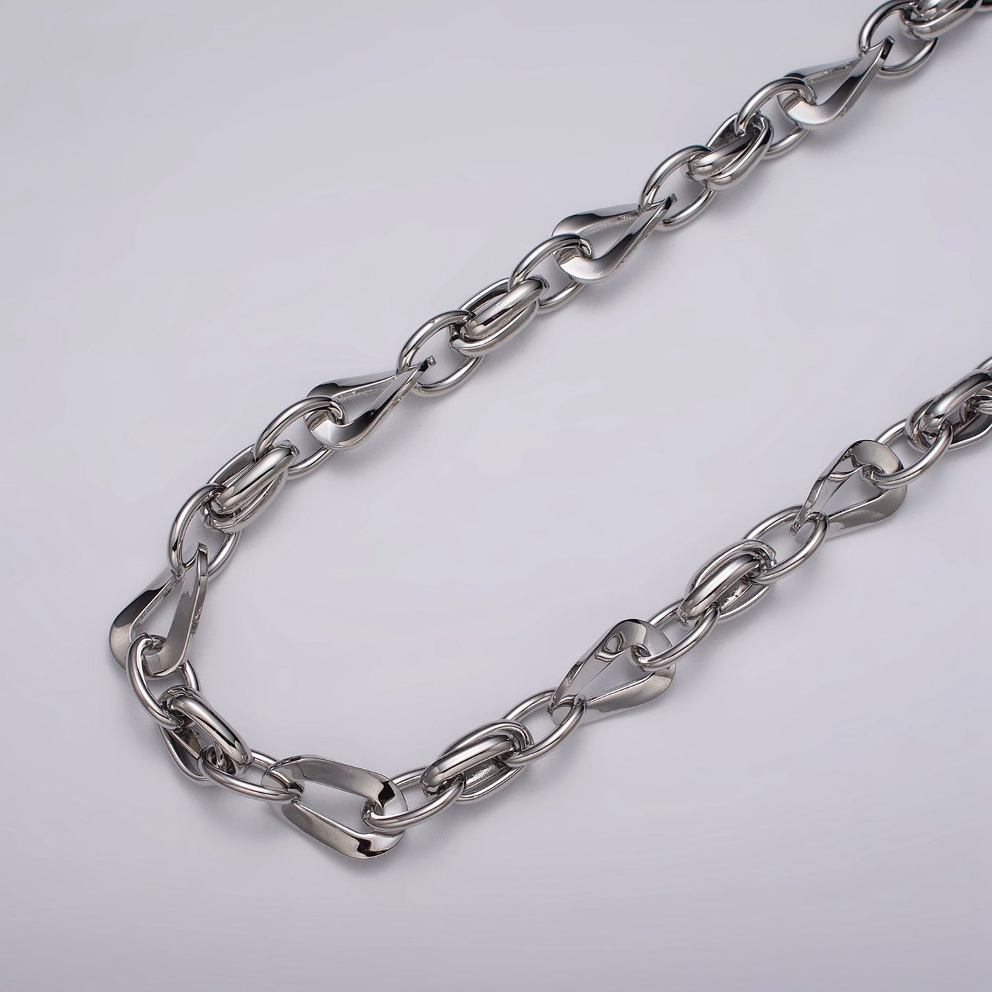 Big Bold Chunky Gold Filled Cable Geometric Twist Link Unfinished Chain in Gold & Silver 10.4mm Width Chain | ROLL-1157 ROLL-1158