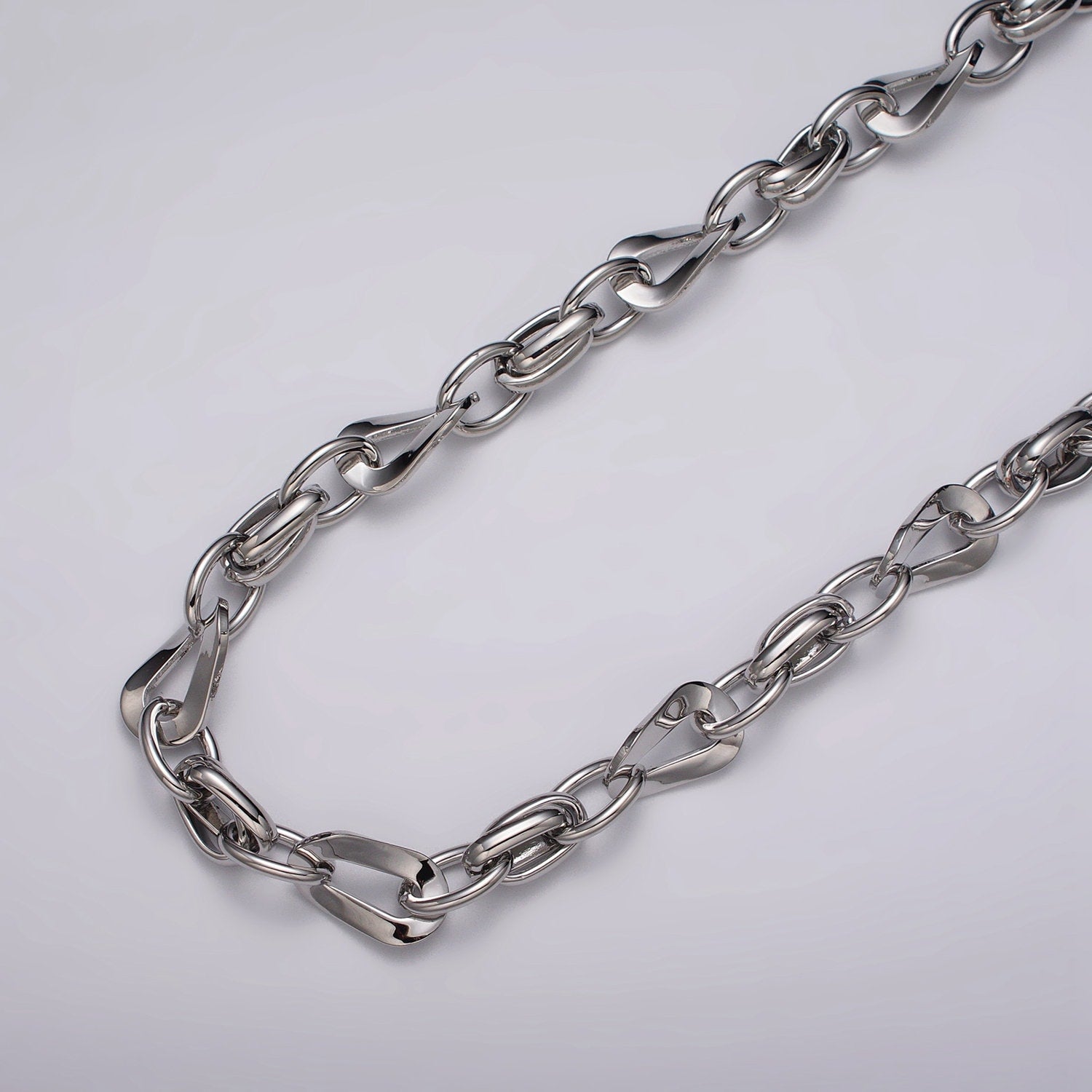 Big Bold Chunky Gold Filled Cable Geometric Twist Link Unfinished Chain in Gold & Silver 10.4mm Width Chain | ROLL-1157 ROLL-1158