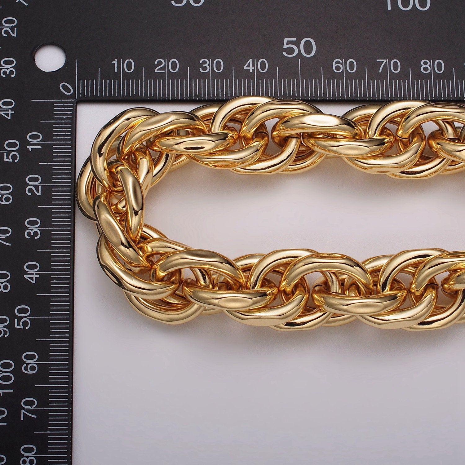 24K Gold Filled 17.4mm Singapore Twist Unfinished Statement Roll Chain by Yard For Jewelry Making Component | Roll-1185 Roll-1186