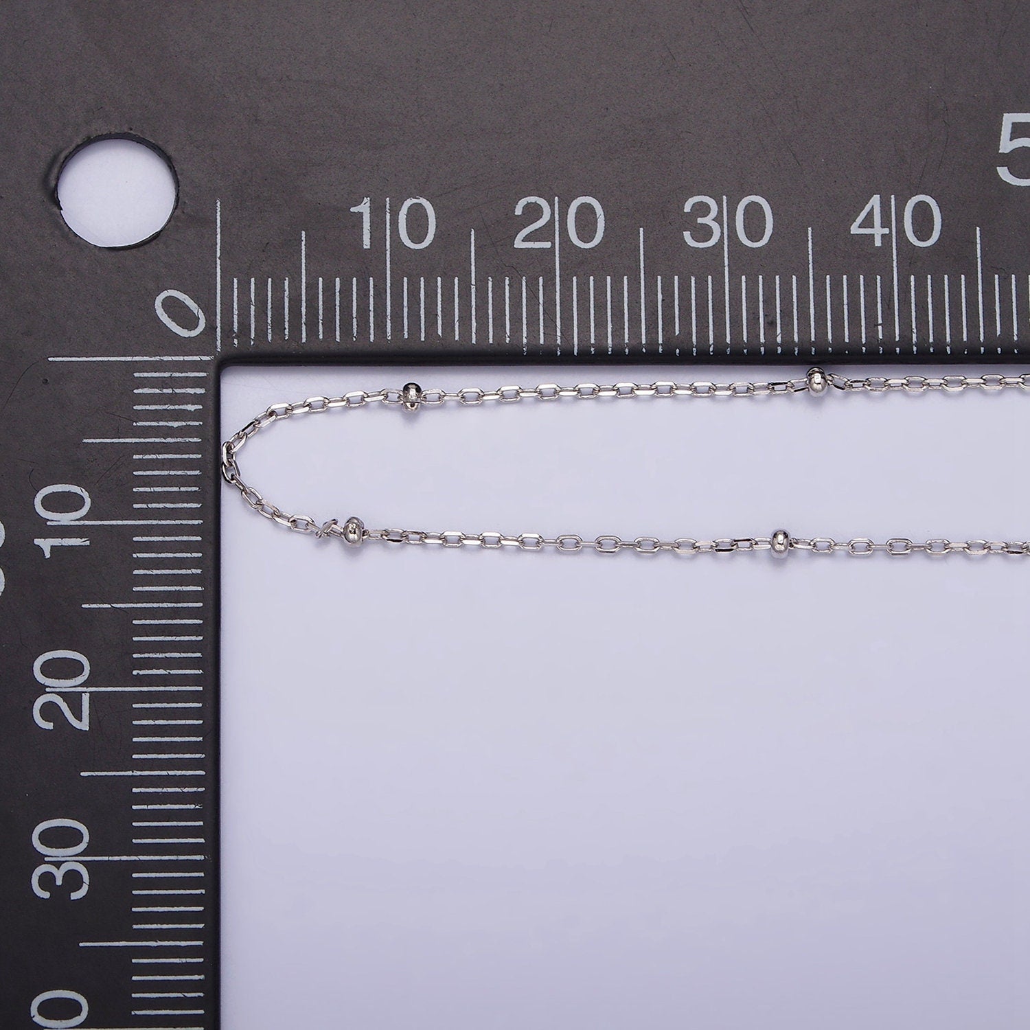 Ready to Use Satellite Ball Beaded Necklace Chain, Layer Dainty s925 Sterling Silver Necklace 15.35 inch + 2 inch extender WA-1971