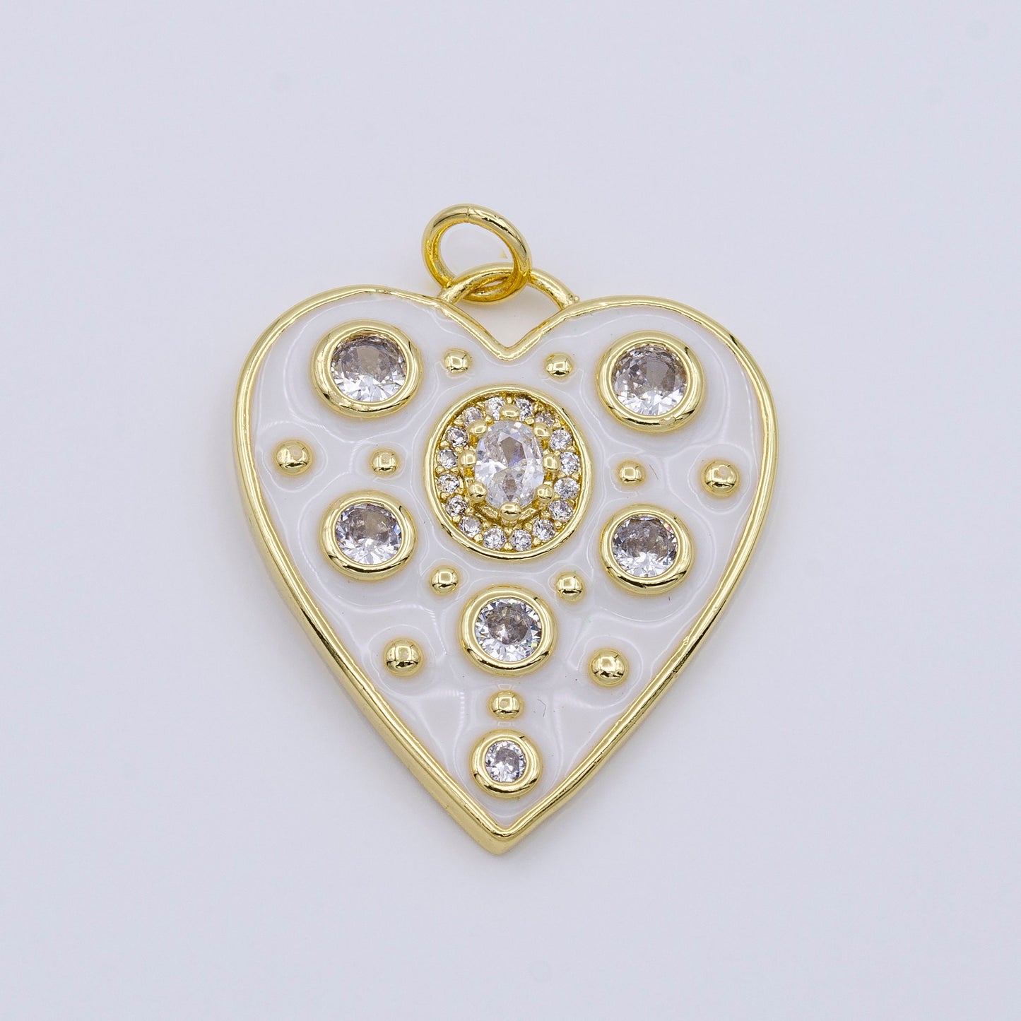 Dainty White Heart Gold Charm, Bubble Charm, Bubble Pendant, Enamel Love Charm Color Jewelry 14k Gold Filled AC976