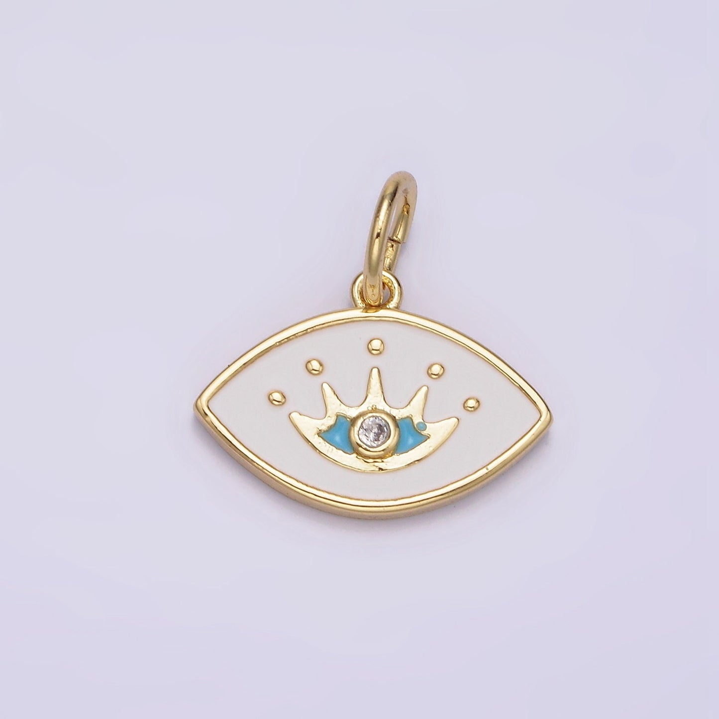 1Pc Gold White Enamel Eye Charms, Golden Eye charm Medallion for Necklace Bracelet Component Mix Charm N-986