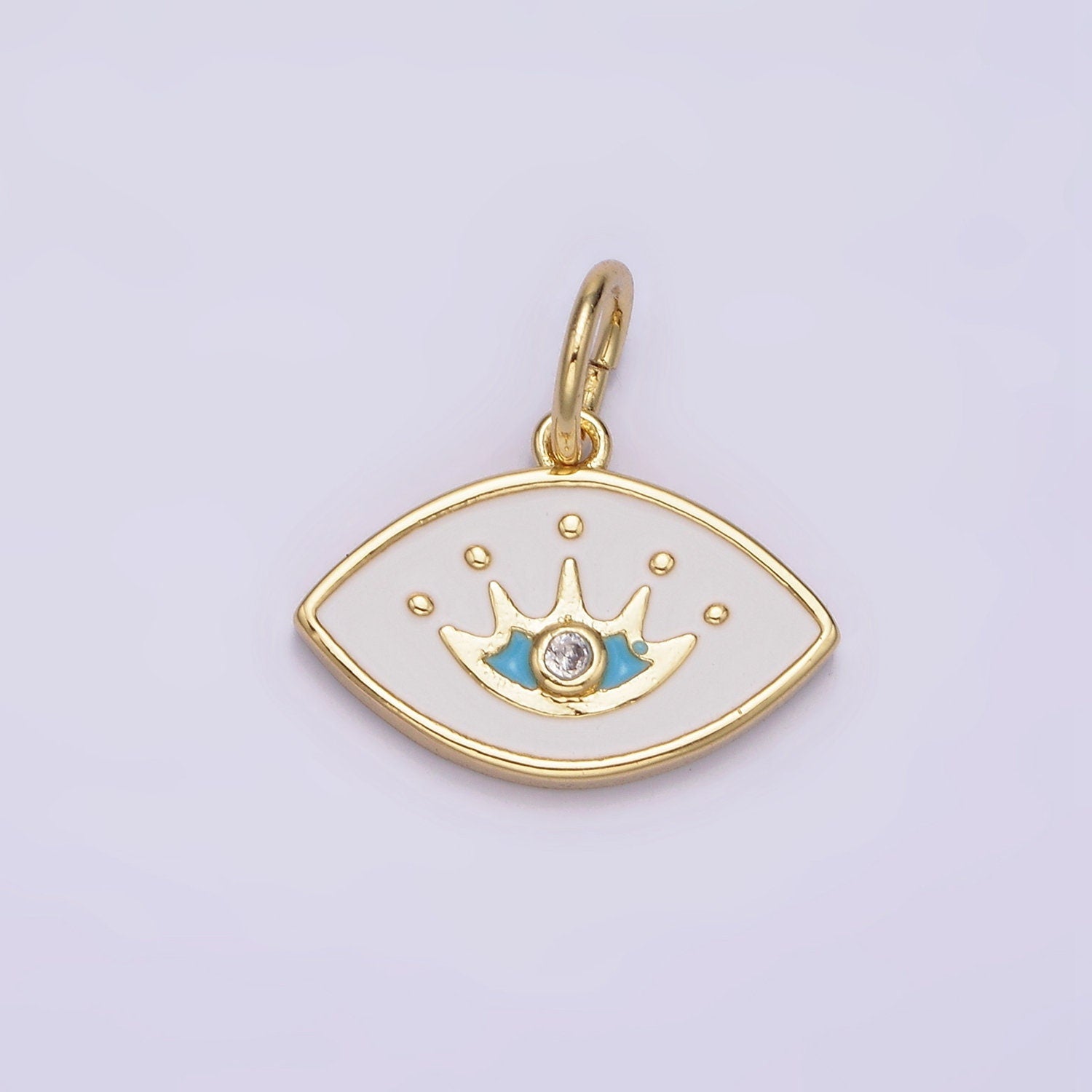 1Pc Gold White Enamel Eye Charms, Golden Eye charm Medallion for Necklace Bracelet Component Mix Charm N-986