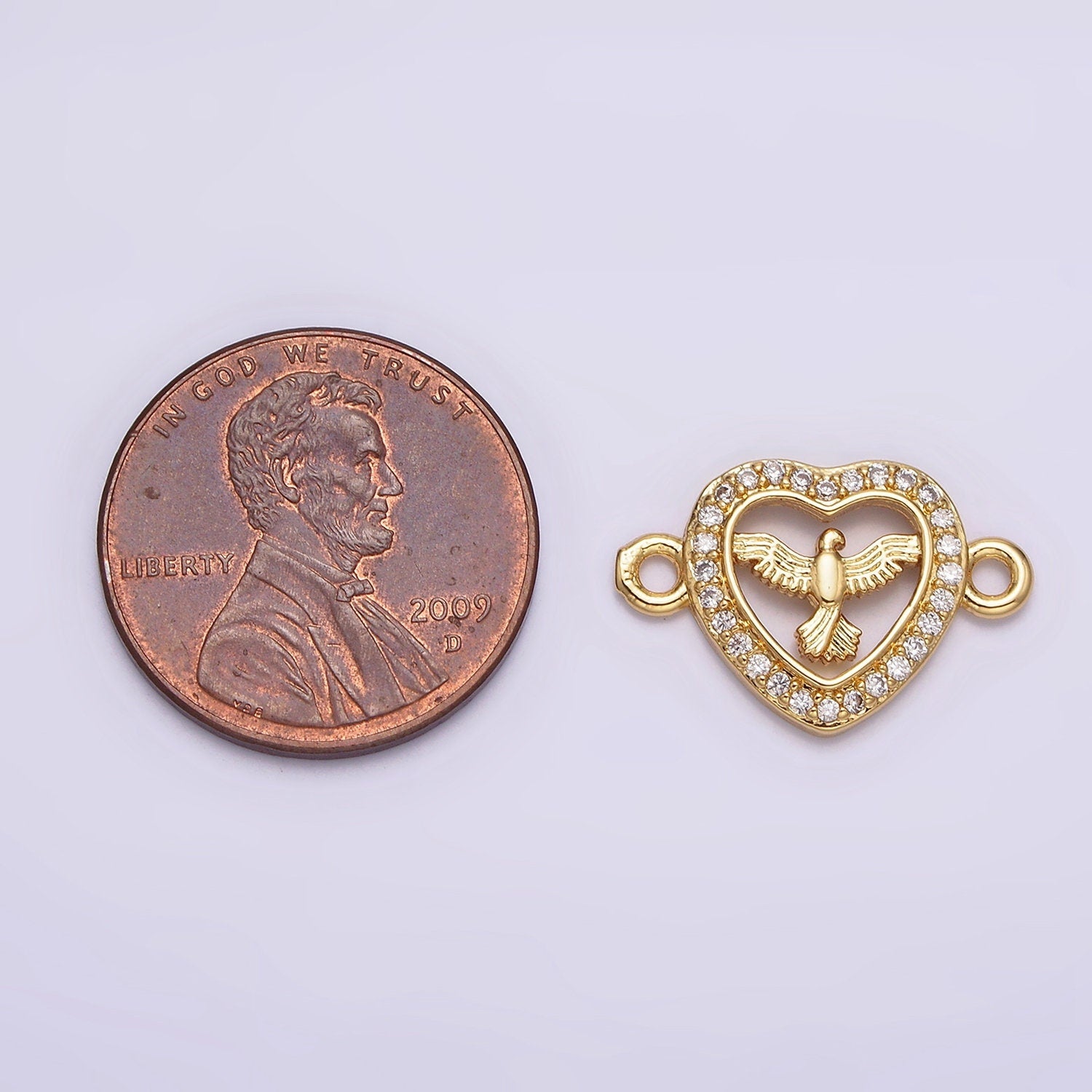 16K Gold Filled Holy Spirit Charm Connector, First Holy Communion Dove Gold Pendant, Catholic Christian Jewelry Bracelet Supply | G-651