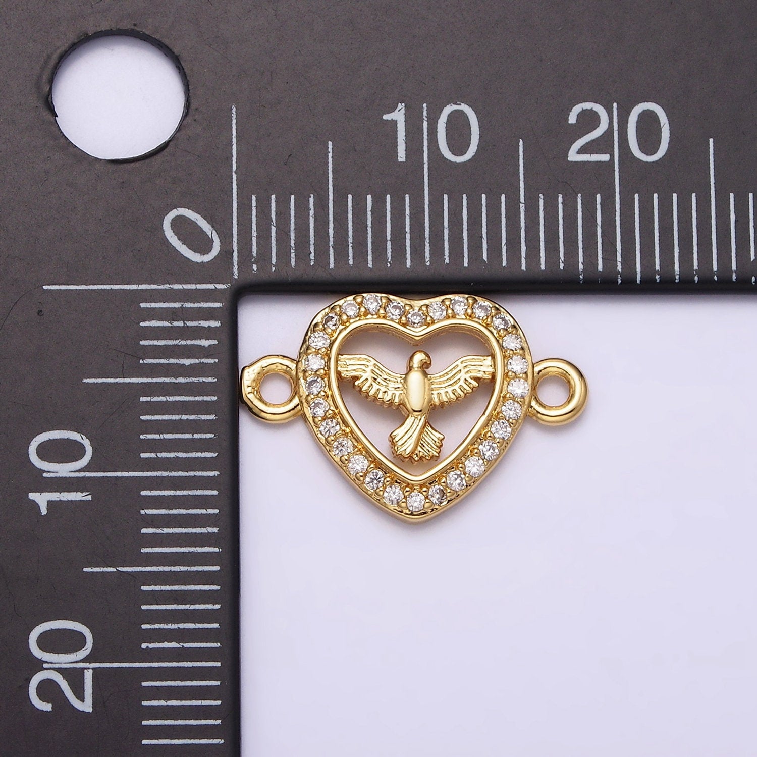 16K Gold Filled Holy Spirit Charm Connector, First Holy Communion Dove Gold Pendant, Catholic Christian Jewelry Bracelet Supply | G-651