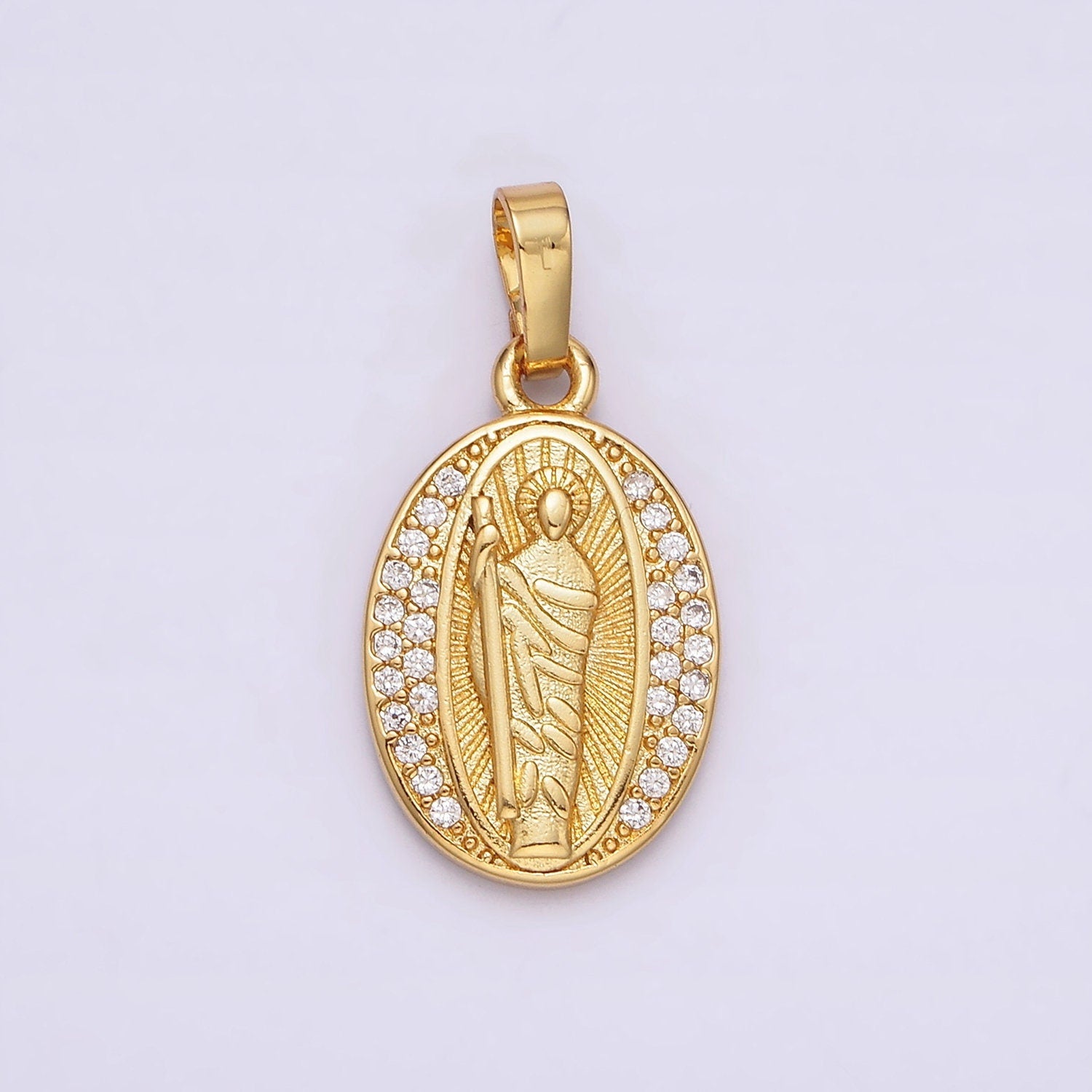 Saint Jude Necklace Pendant Gold Religious Medallion Pendant Catholic Jewelry Patron Saint Inspired Religious Jewelry Making Supply AA608