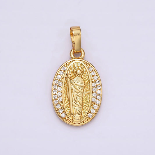 Saint Jude Necklace Pendant Gold Religious Medallion Pendant Catholic Jewelry Patron Saint Inspired Religious Jewelry Making Supply AA608