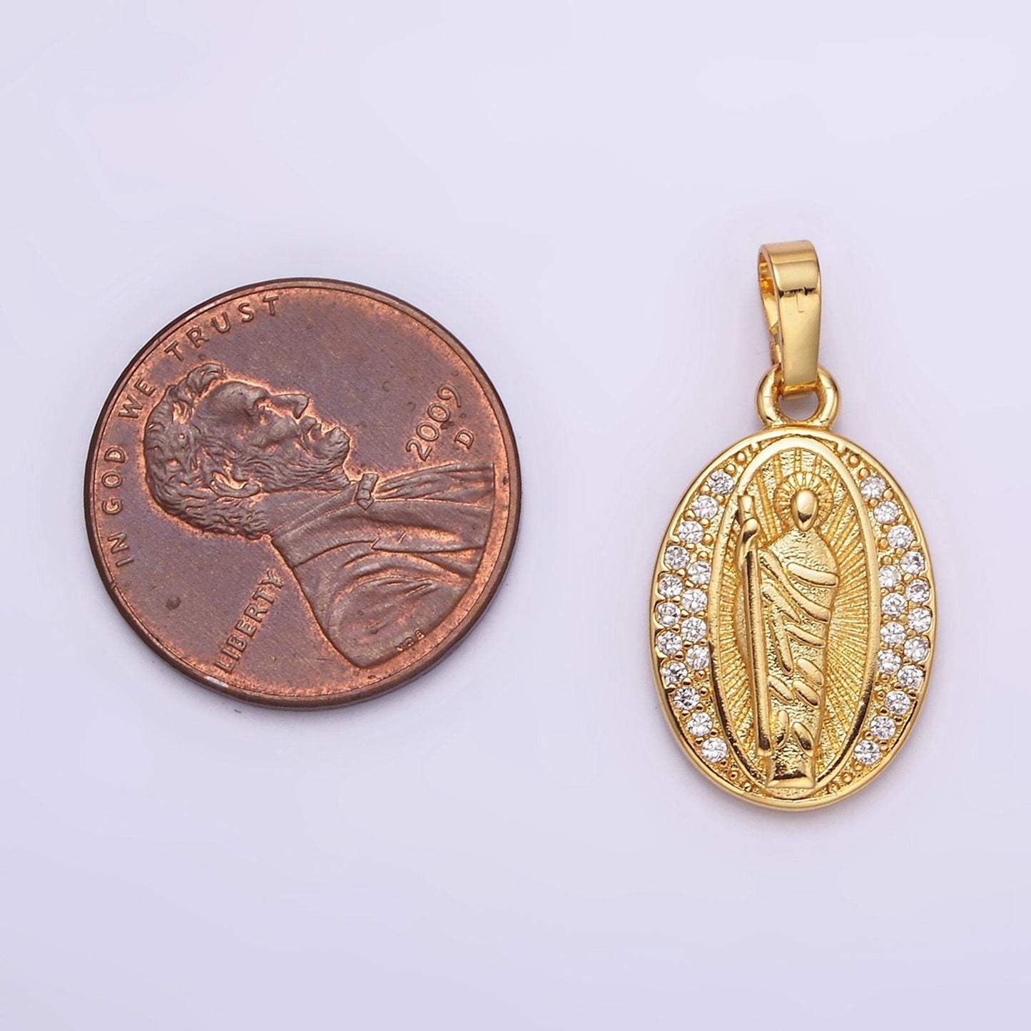 Saint Jude Necklace Pendant Gold Religious Medallion Pendant Catholic Jewelry Patron Saint Inspired Religious Jewelry Making Supply AA608