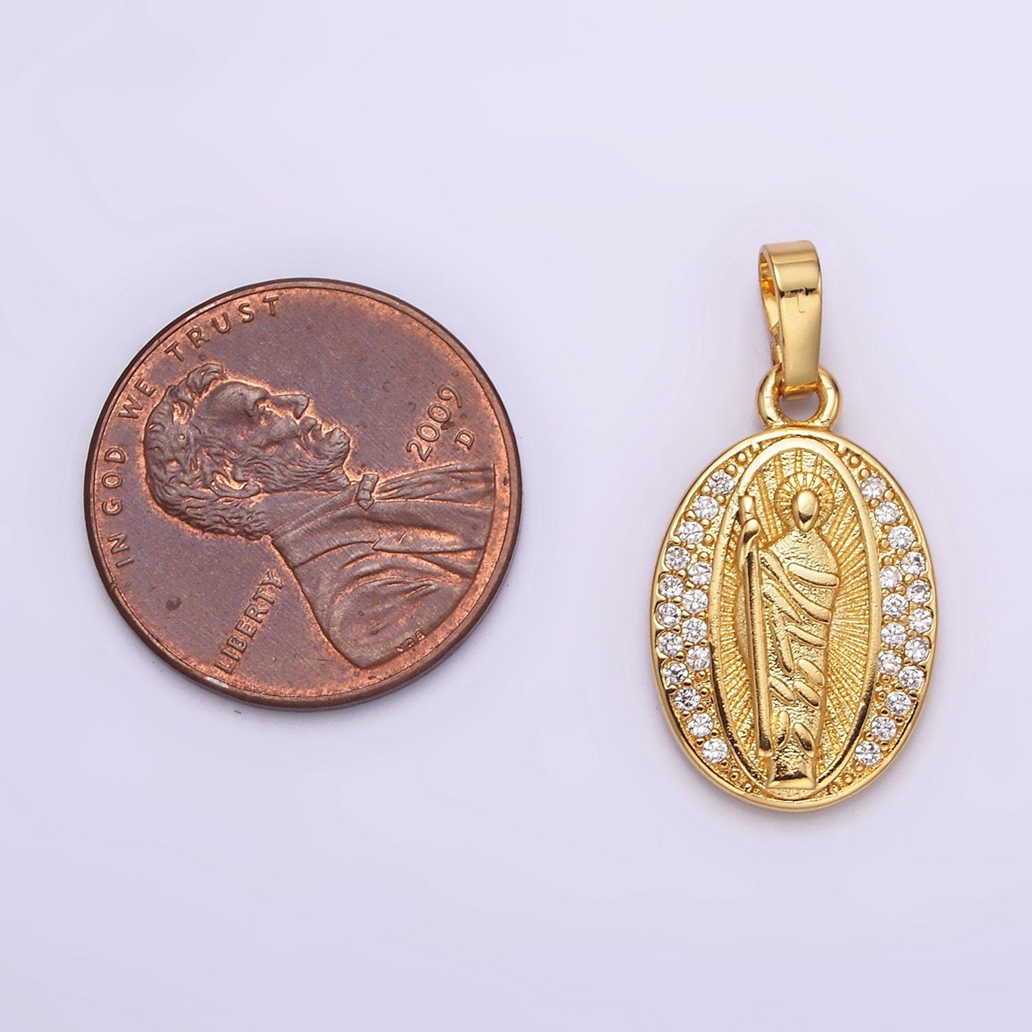 Saint Jude Necklace Pendant Gold Religious Medallion Pendant Catholic Jewelry Patron Saint Inspired Religious Jewelry Making Supply AA608