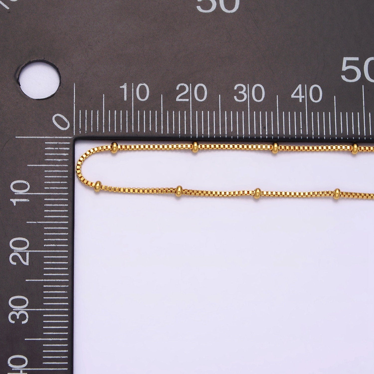 24K Gold Filled 0.8mm Dainty Satellite Beaded Box Chain 18 Inch Layering Necklace | WA-1926