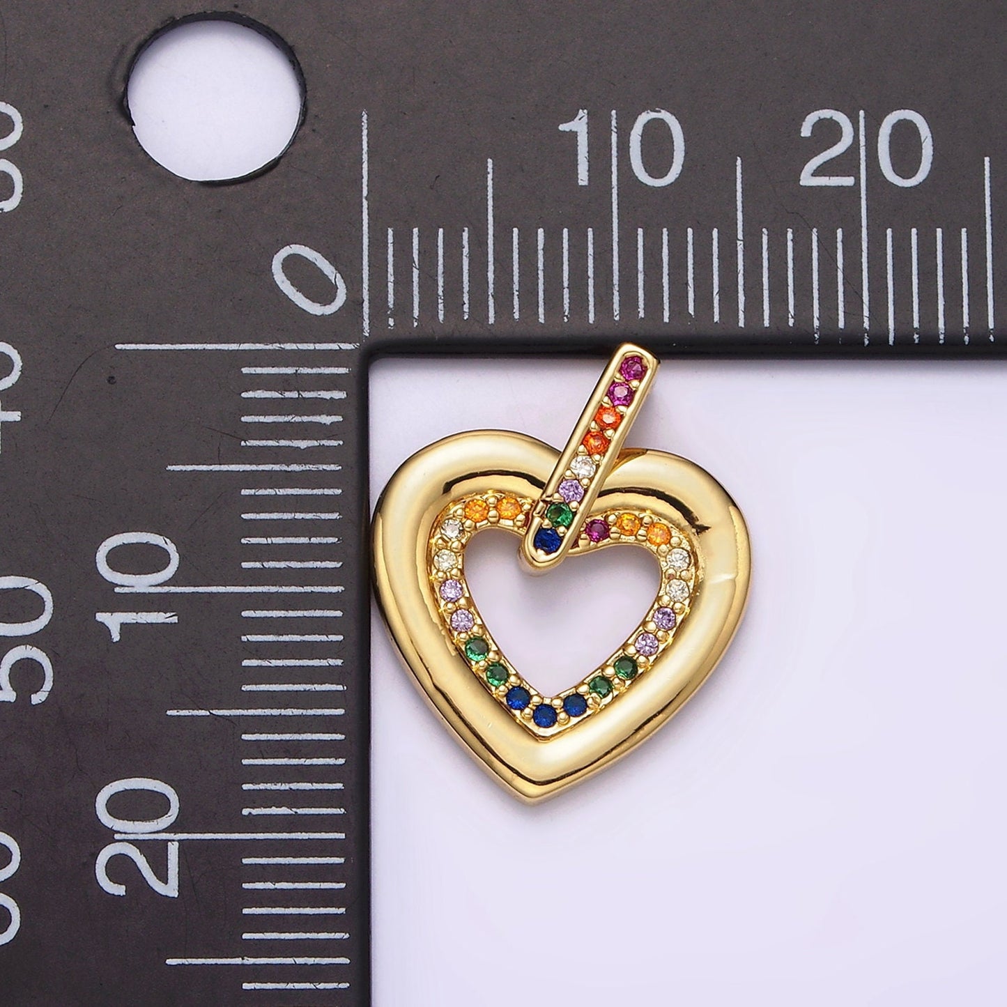 14K Gold Filled Dainty Multi Color CZ Gold Love Heart Charm Necklace, Love Jewelry for Personalized Necklace Bracelet Pendant | AA-613